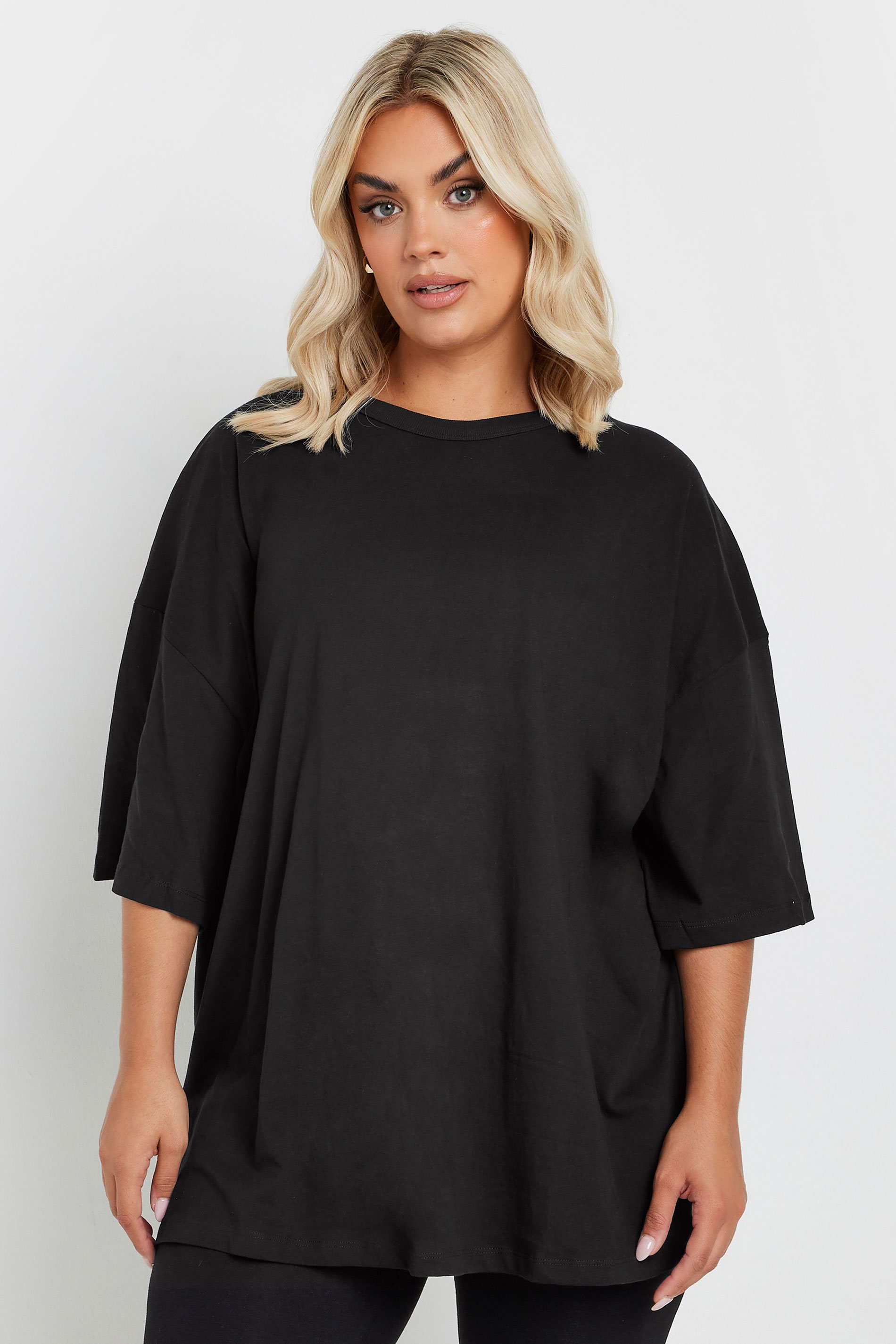 Plus Size Black Oversized Boxy T-Shirt | Yours Clothing 2