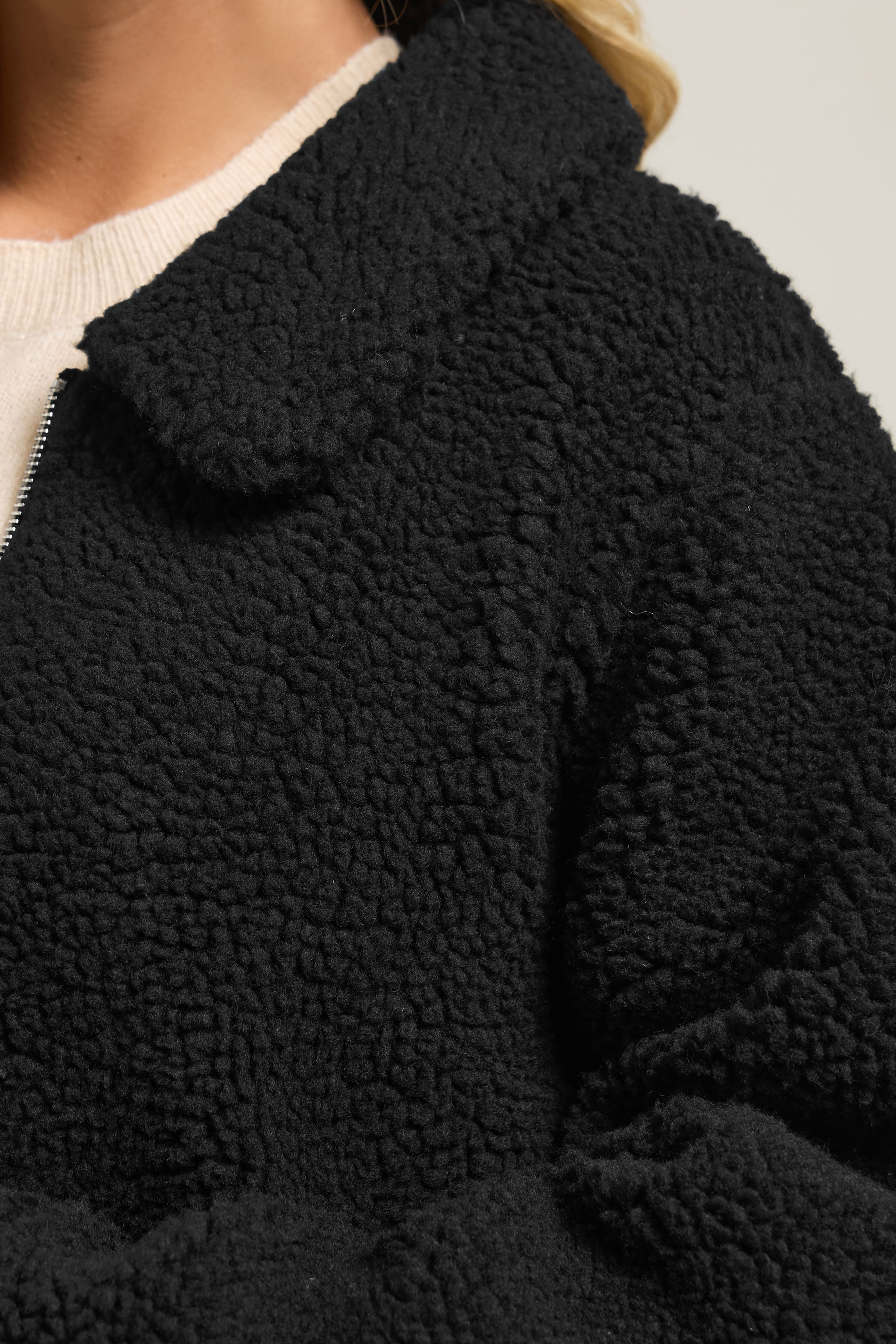 YOURS Plus Size Black Heavyweight Teddy Fleece | Yours Clothing  6