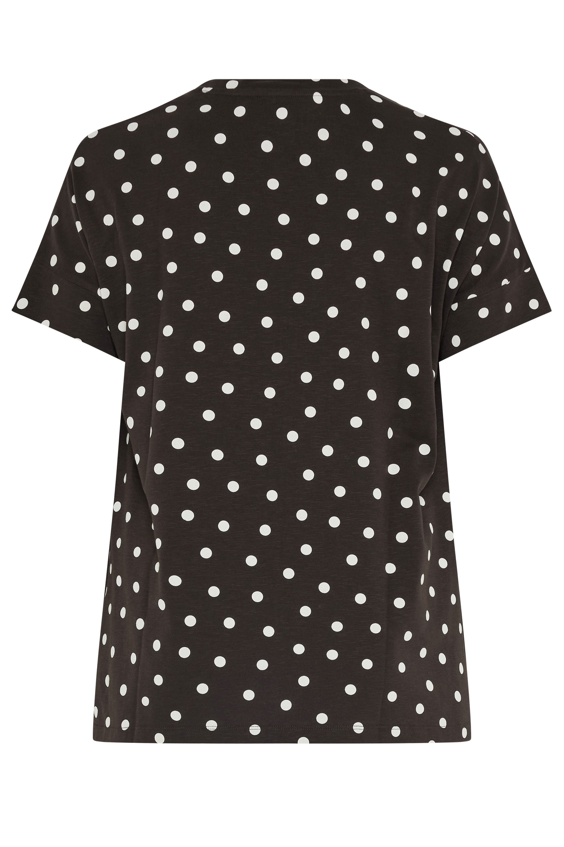 EVANS Plus Size Chocolate Brown Polka Dot Cotton T-Shirt | Evans 2