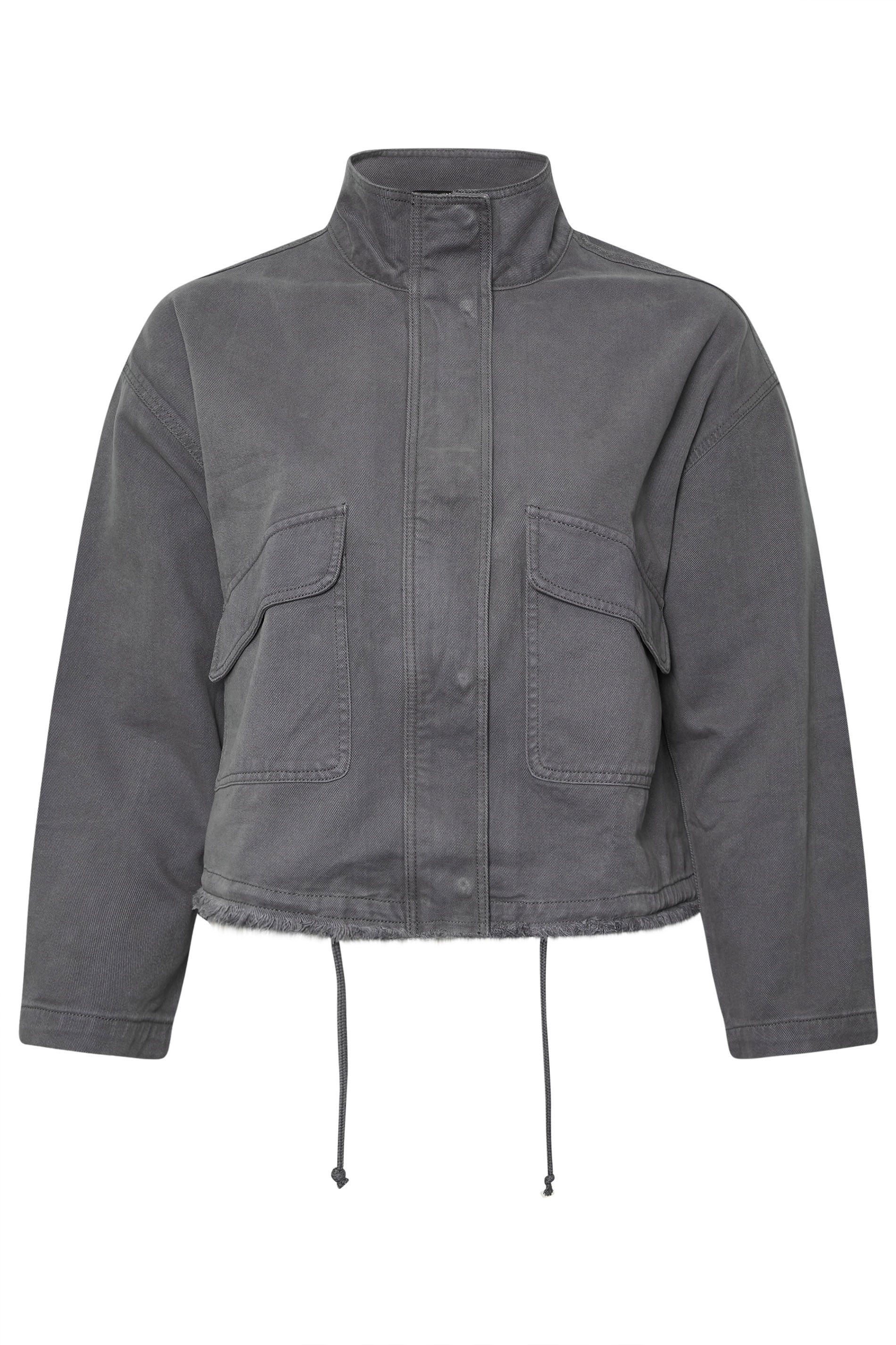 YOURS Plus Size Charcoal Grey Drop Shoulder Twill Jacket | Yours Clothing 5