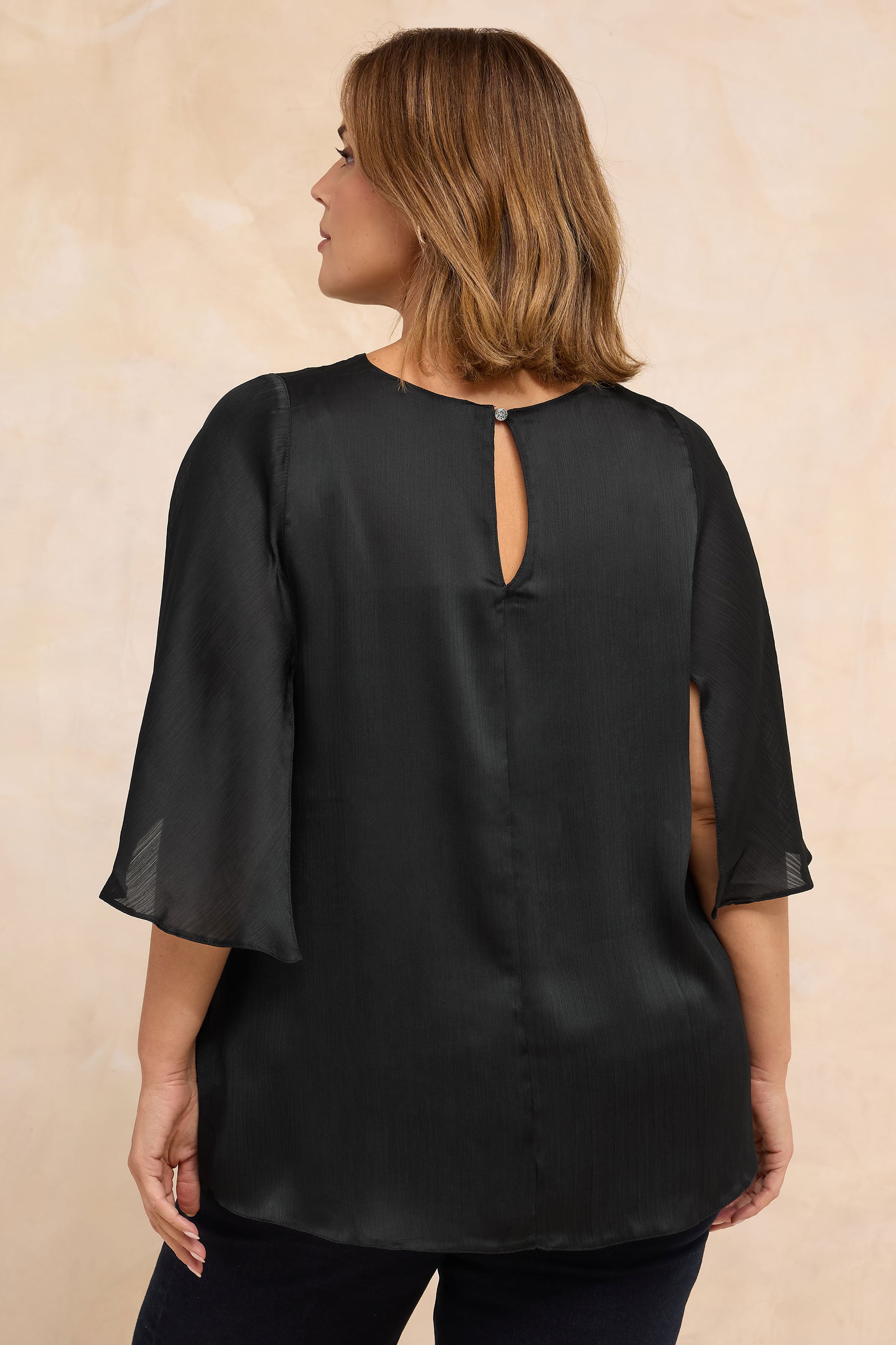 EVANS Plus Size Black Angel Sleeve Blouse | Evans 2