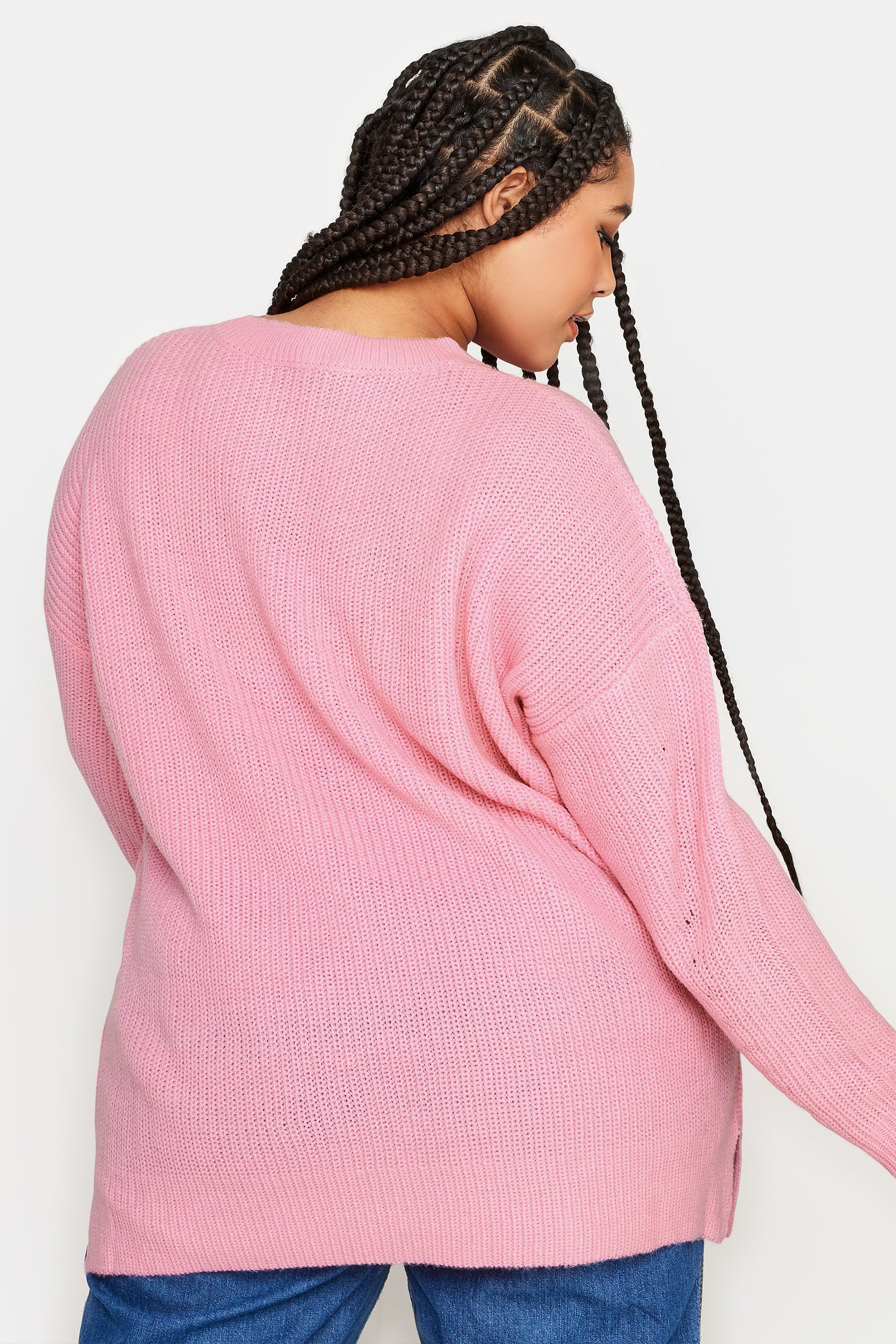 YOURS Curve Plus Size Pink Drop Shoulder Jumper | Yours Clothing  2