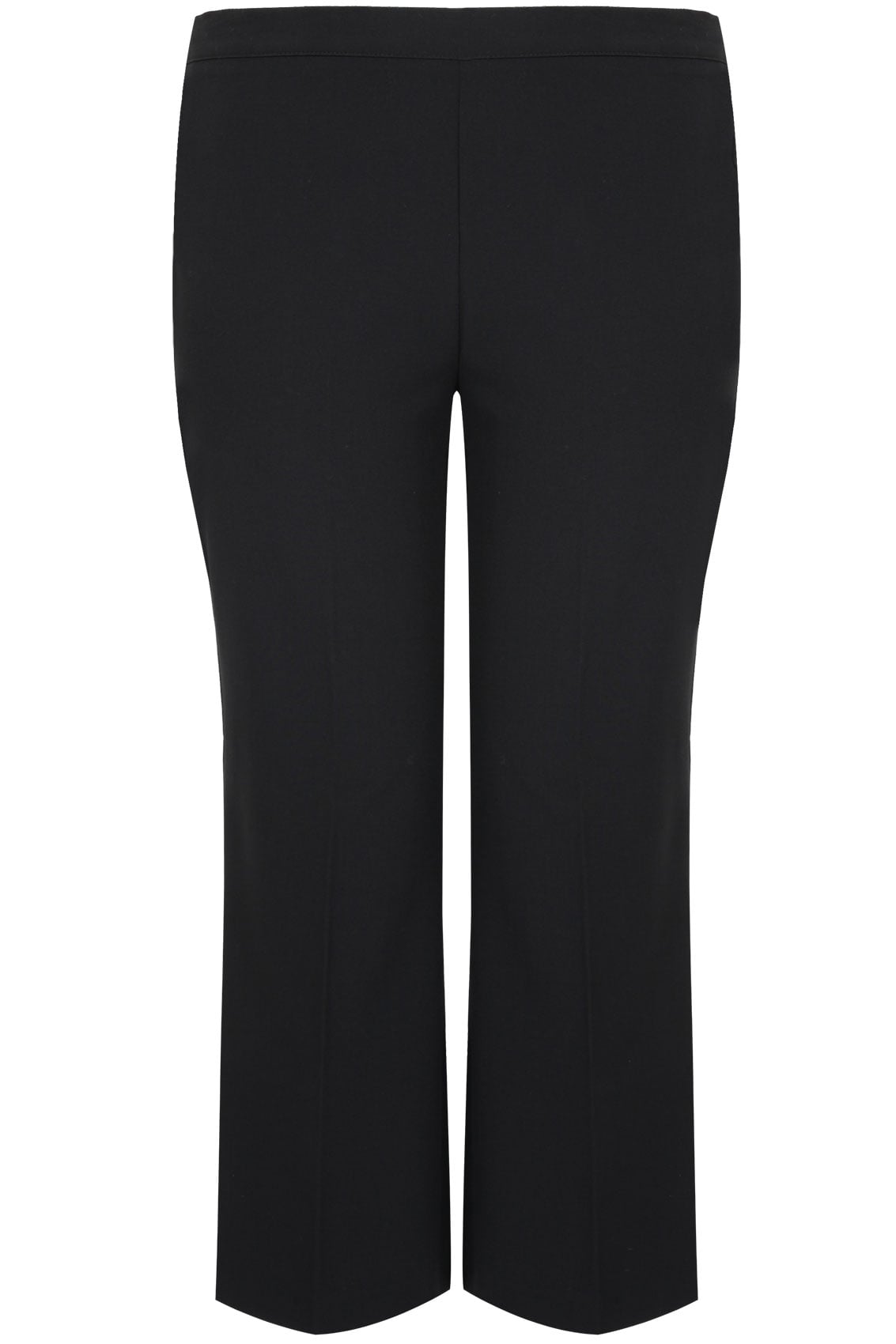 Plus Size Black Elasticated Stretch Straight Leg Trousers | Yours Clothing 6