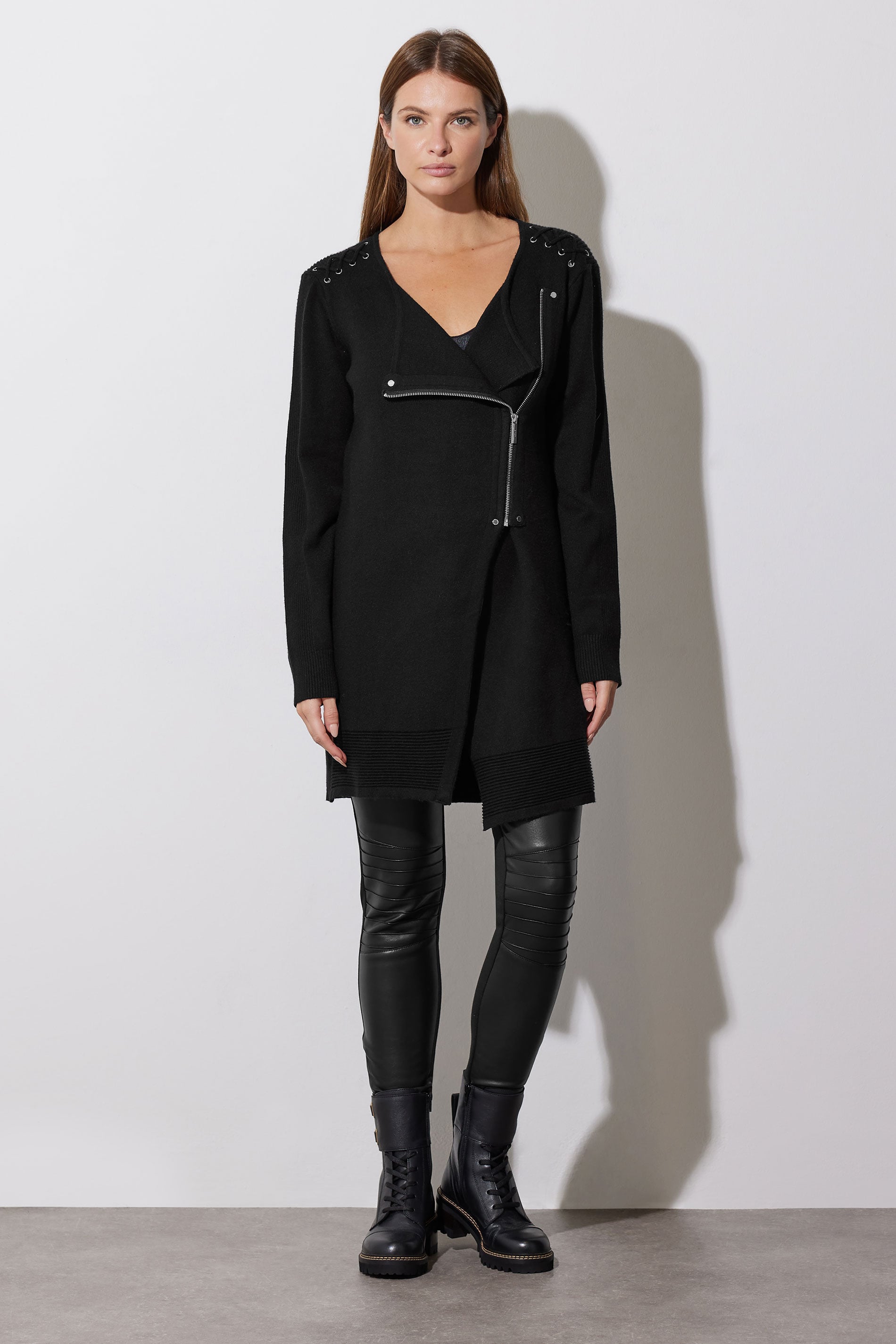 STAR Black Eyelet Detail Zip Cardigan | STAR x JM 3
