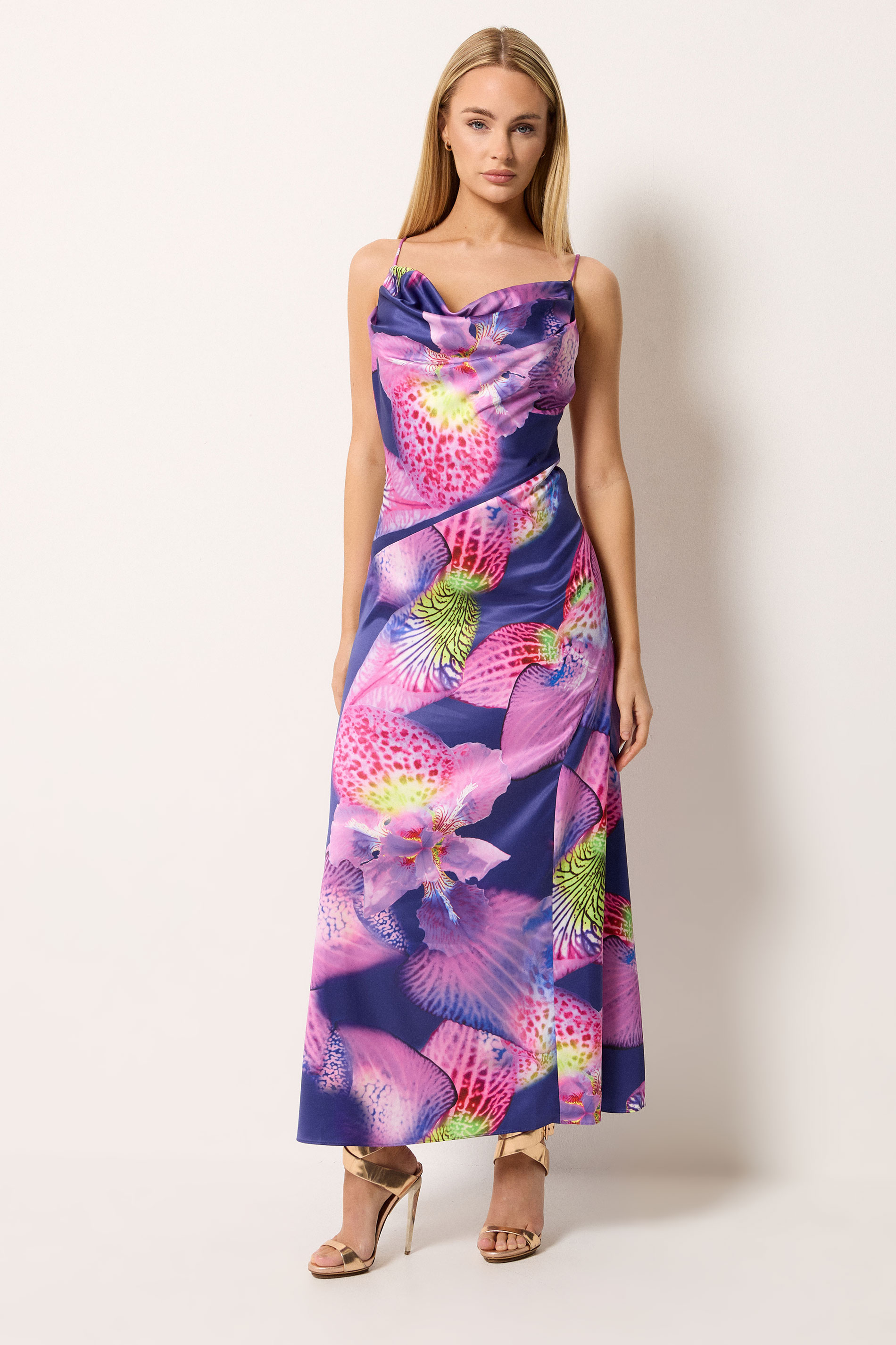 STAR Purple Floral Cowl Neckline Maxi Dress | StarByJM 3