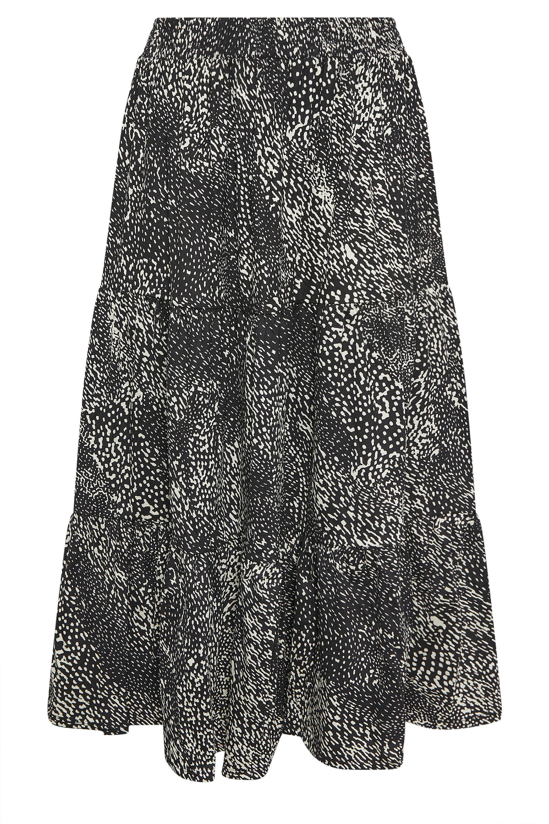 YOURS Plus Size Black Abstract Print Tiered Skirt | Yours Clothing 5