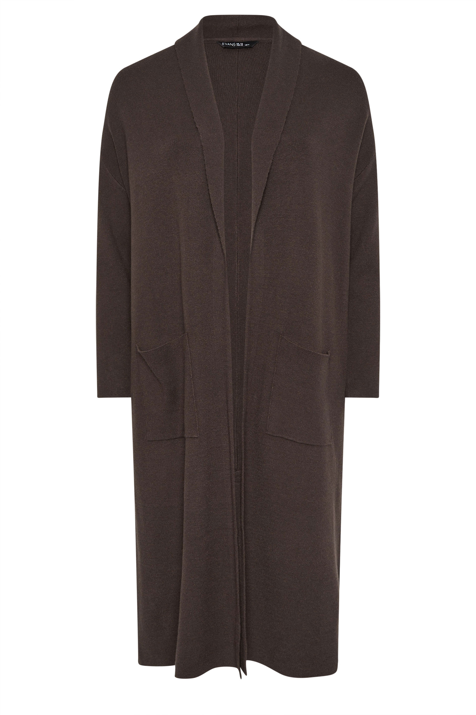 EVANS Plus Size Chocolate Brown Premium Longline Coatigan | Evans  6