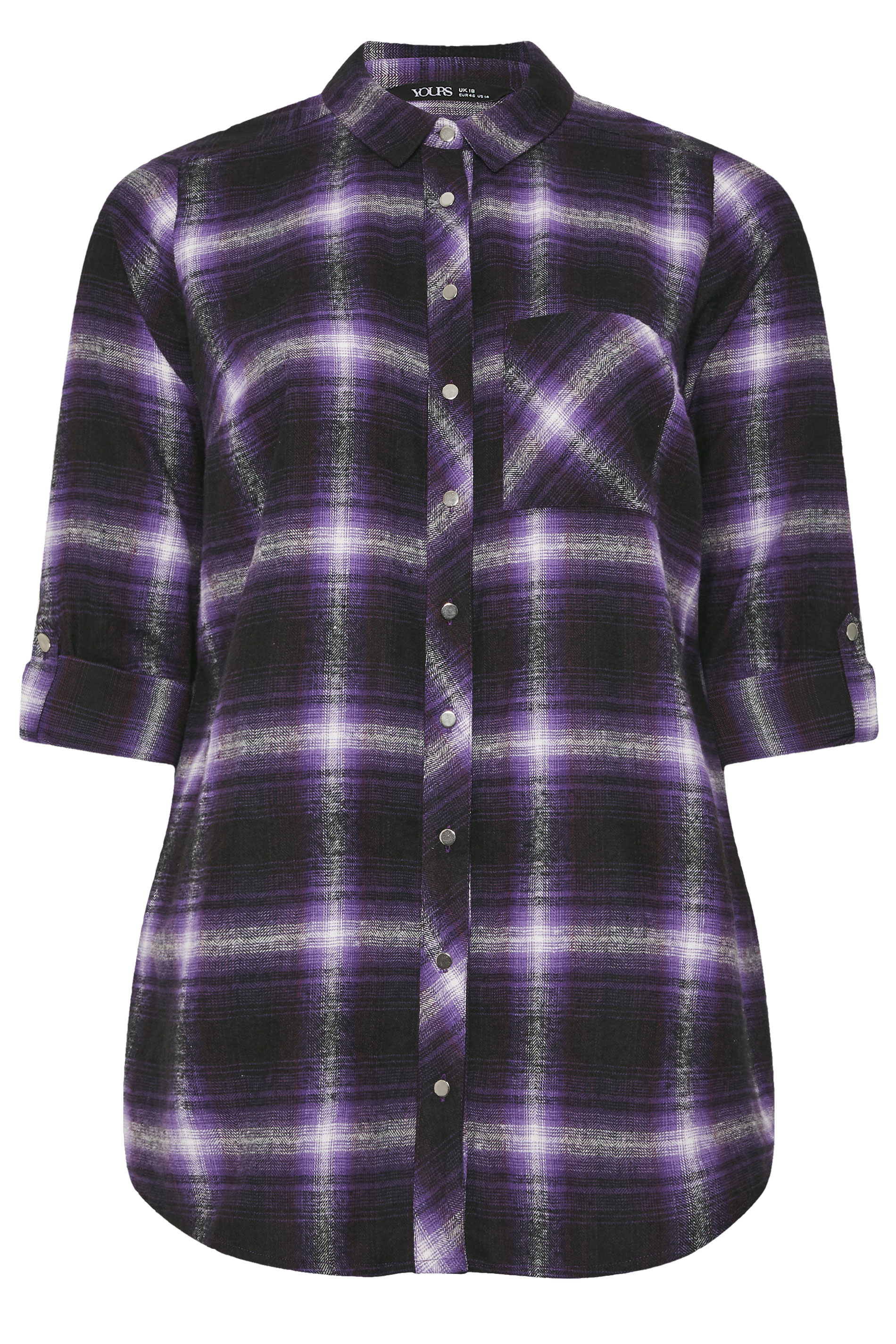 YOURS Plus Size Purple Check Boyfriend Shirt | Yours Clothing 5