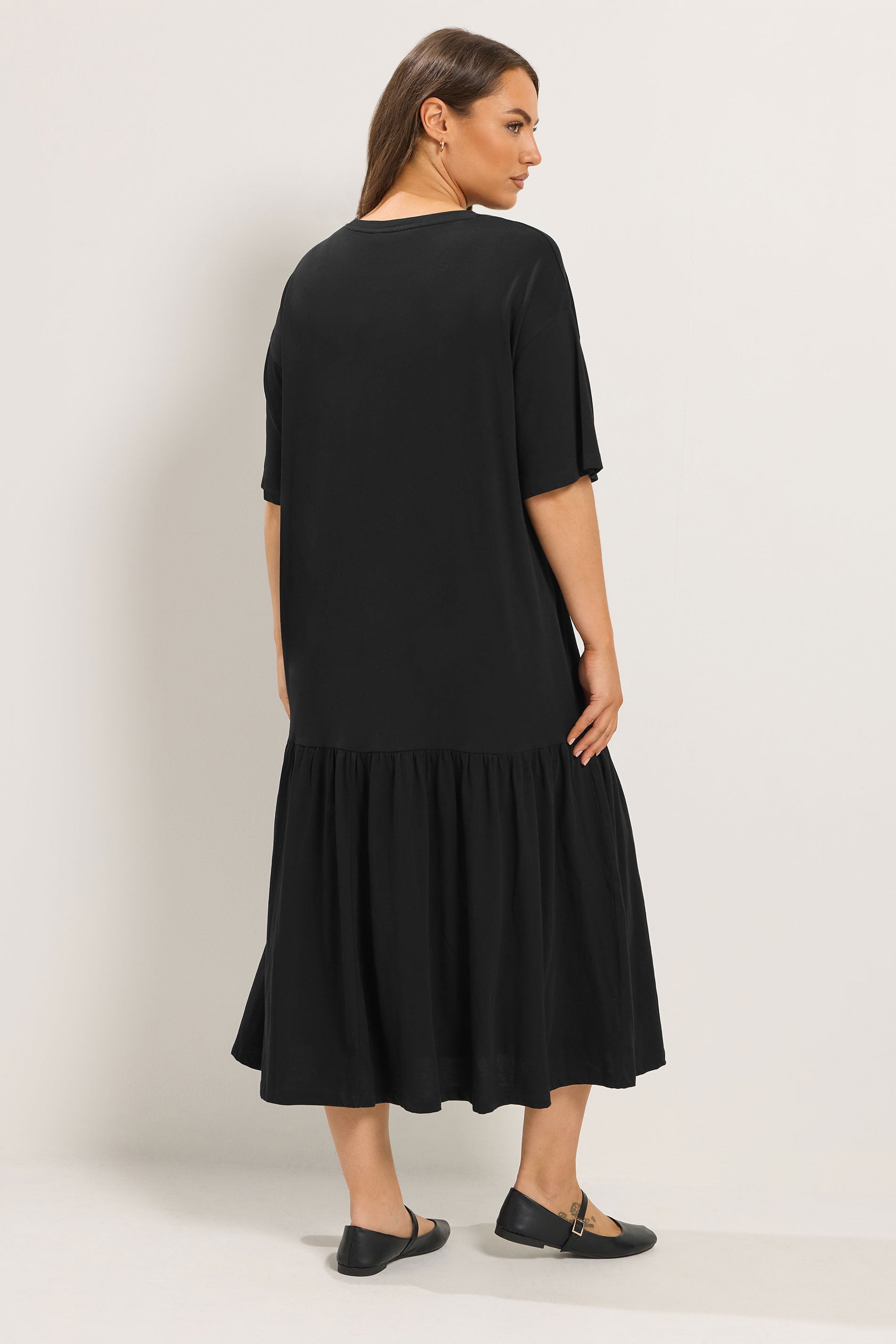YOURS Plus Size Black Drop Waist Maxi Dress | Yours Clothing 2
