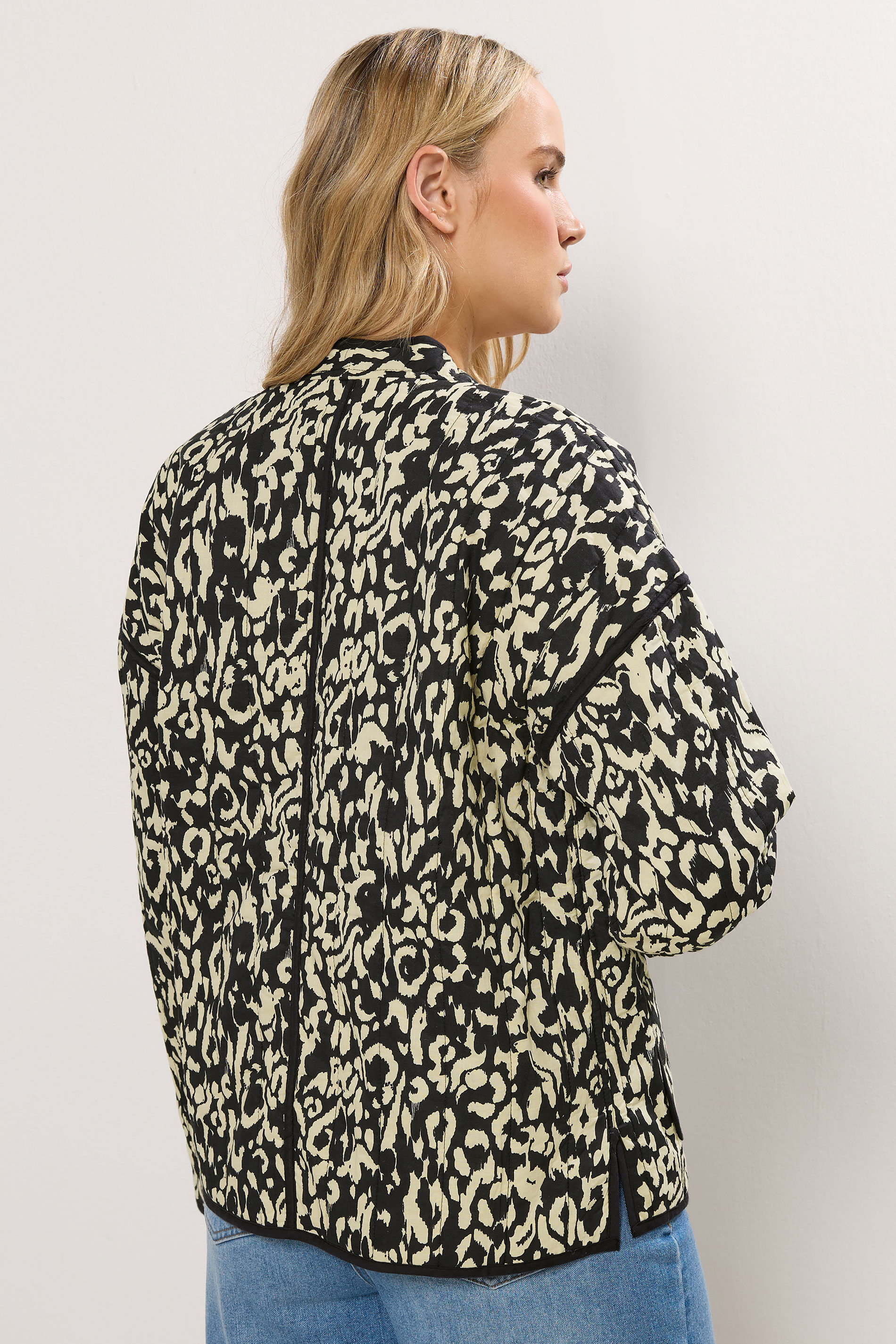 LTS Tall Black Abstract Cotton Quilted Jacket | Long Tall Sally 2
