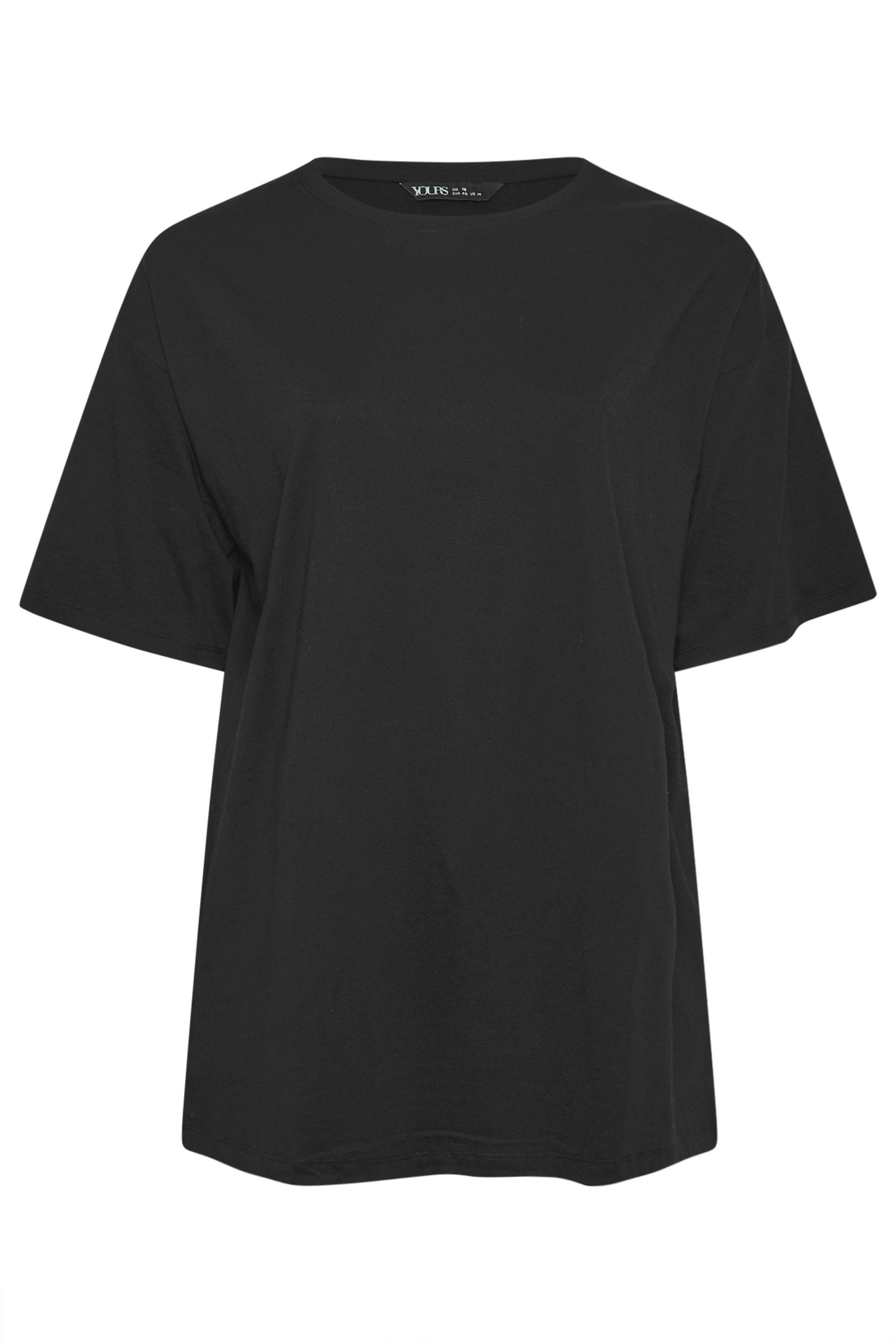 YOURS Plus Size Black Relaxed Longline T-Shirt | Yours Clothing 5