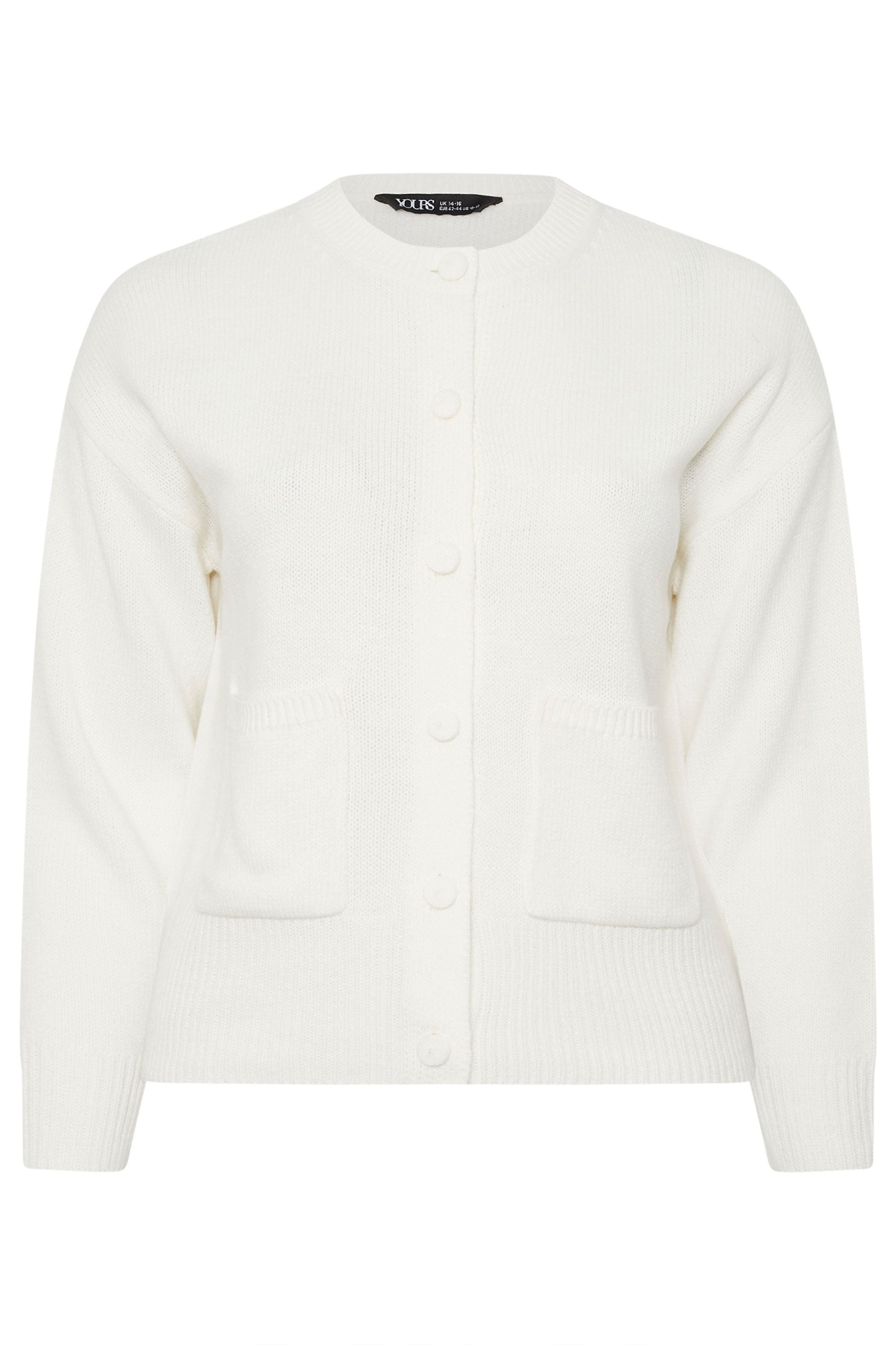 YOURS Plus Size White Button Through Knitted Cardigan | Yours Clothing 5
