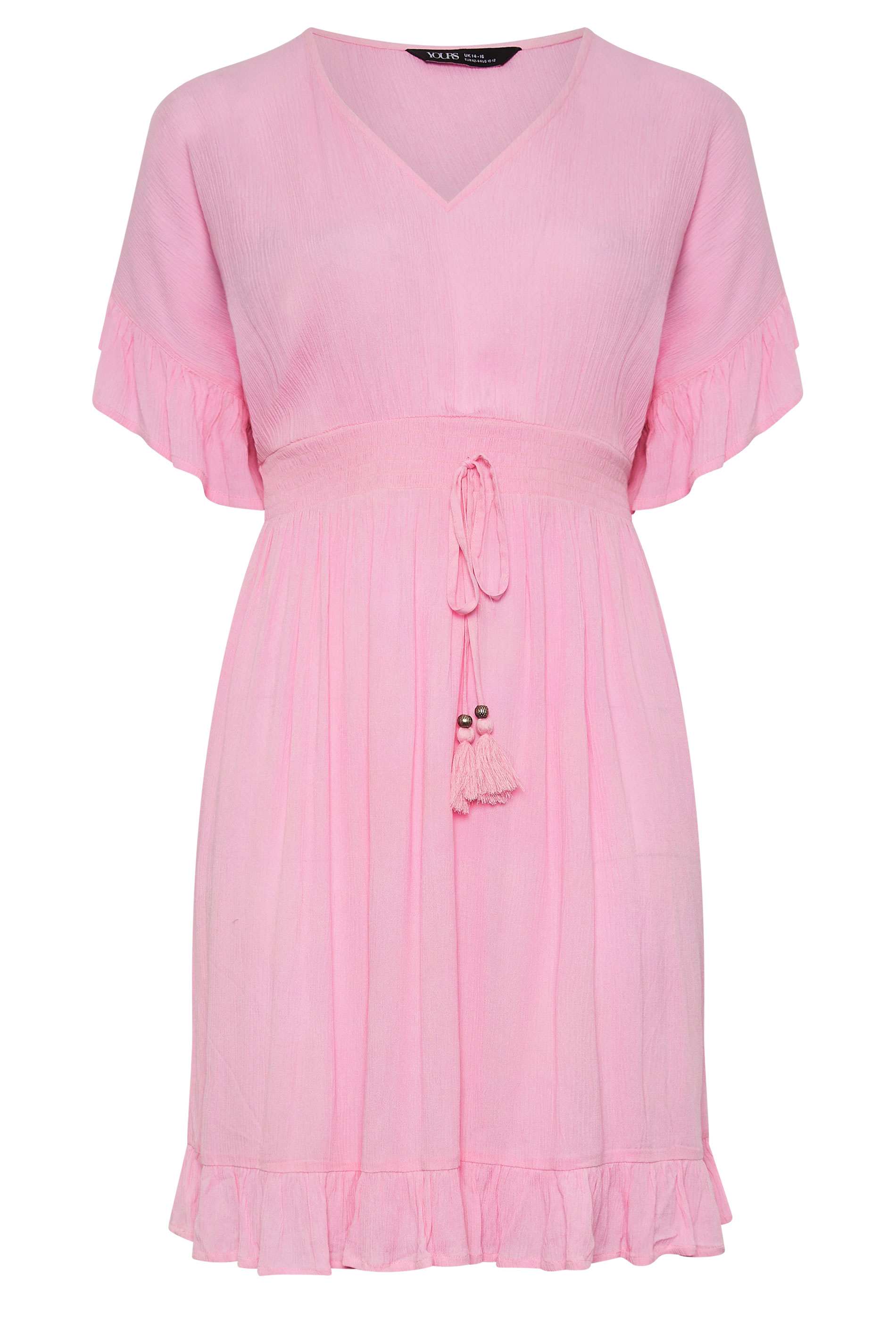 YOURS Plus Size Pink Crinkle Beach Dress | Yours Clothing 5