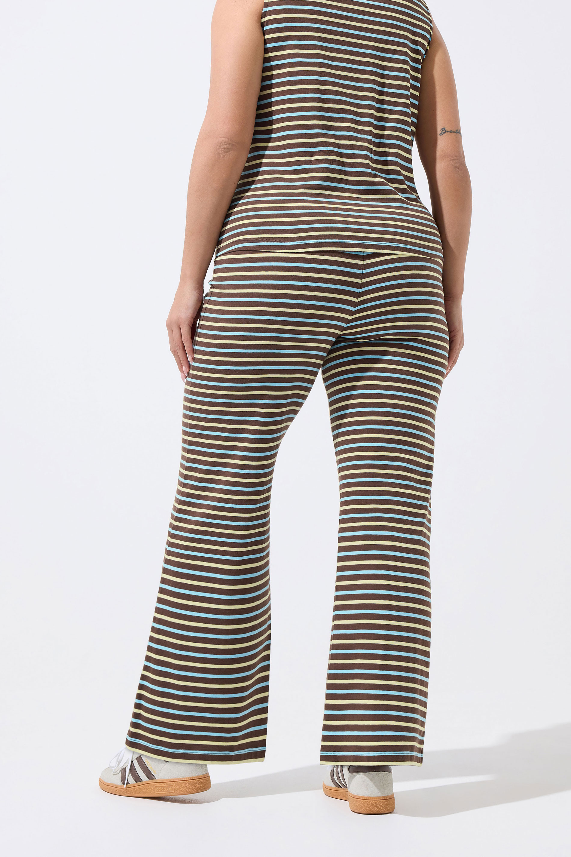 LIMITED COLLECITON Plus Size Brown Striped Wide Leg Trousers | Yours Clothing 2