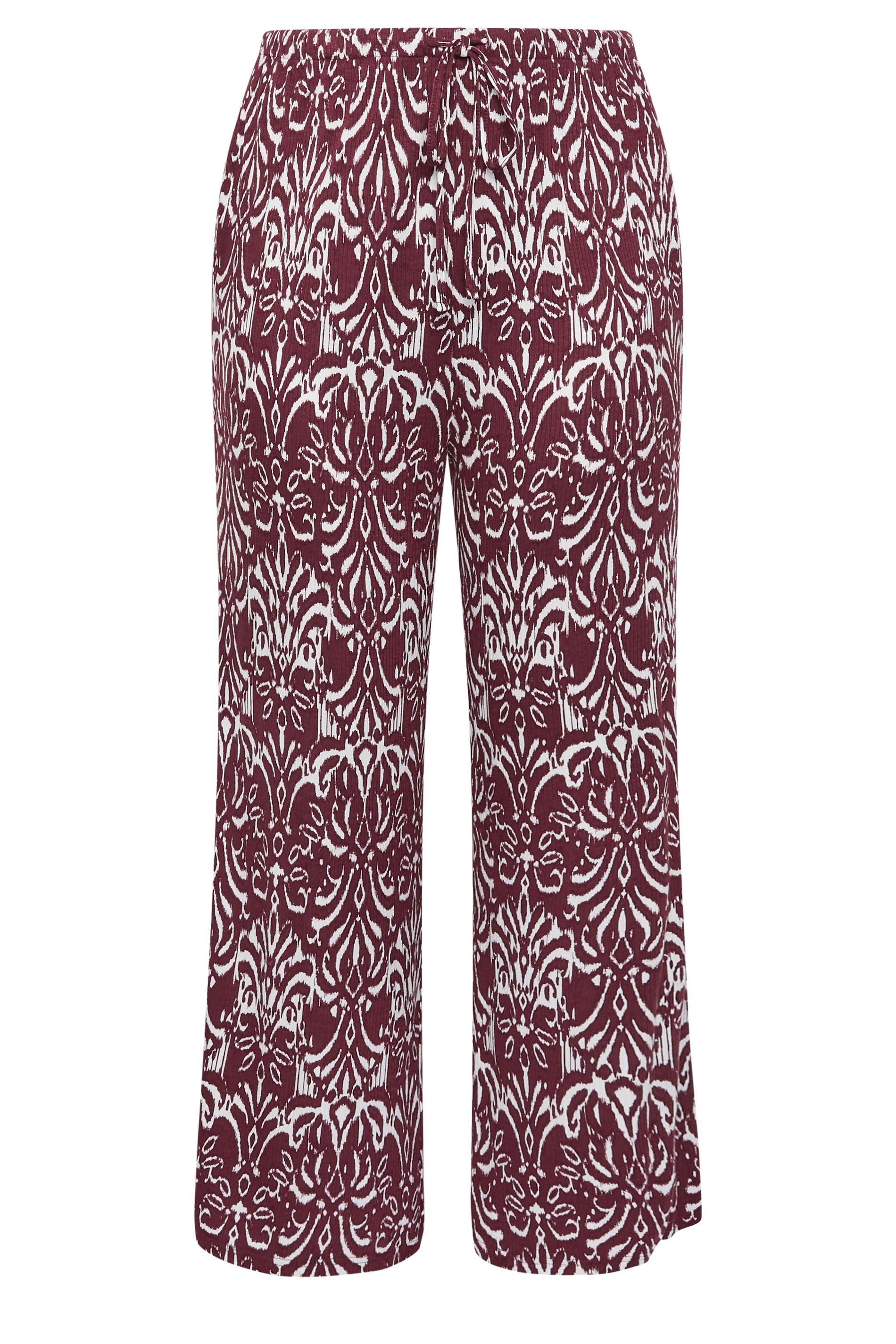 YOURS Plus Size Red Ikat Print Trousers | Yours Clothing 5