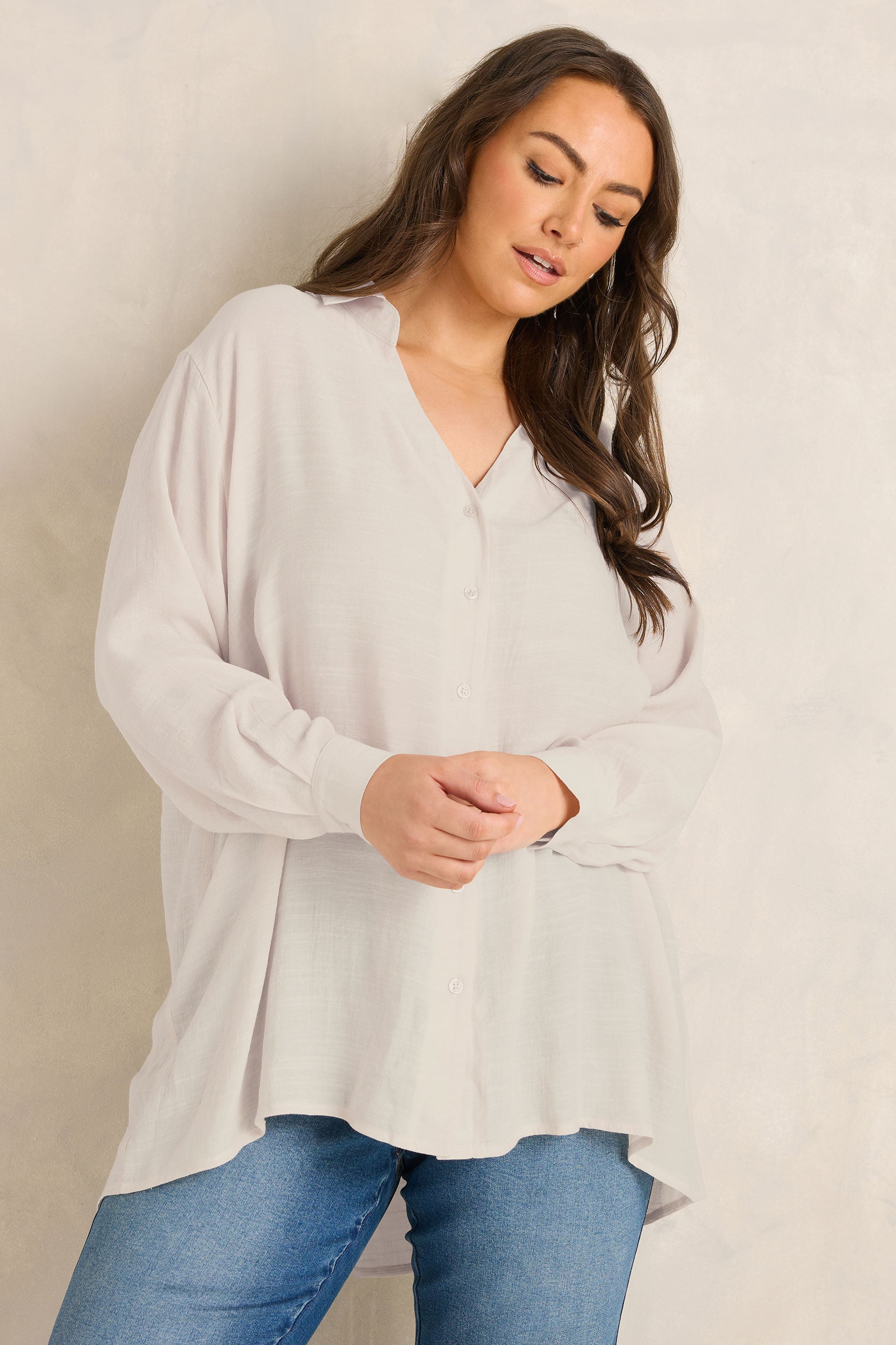 EVANS Plus Size Natural Brown Sheer Long Sleeve Shirt | Evans 1
