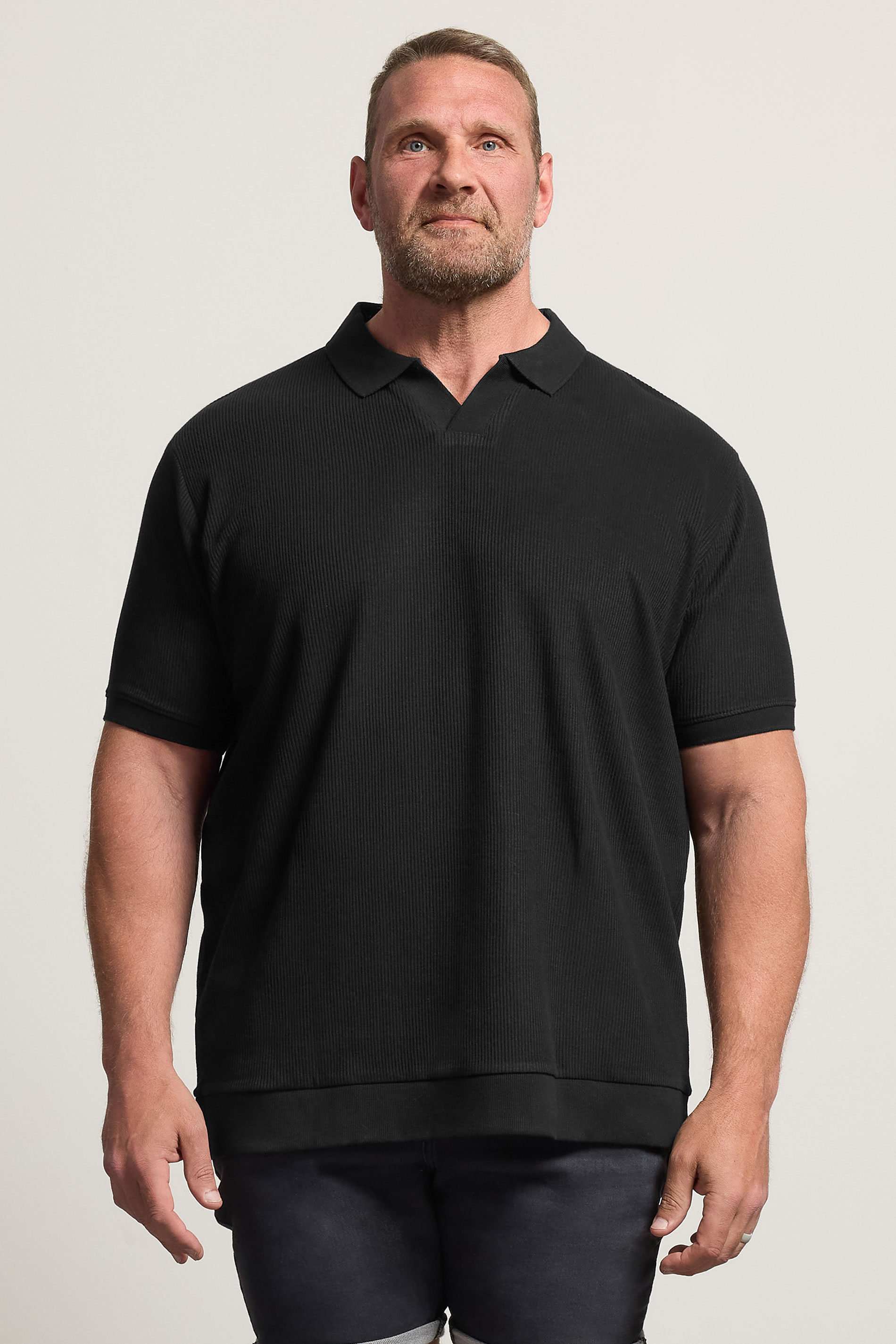 BadRhino Big & Tall Black Ribbed Trophy Polo | BadRhino 3