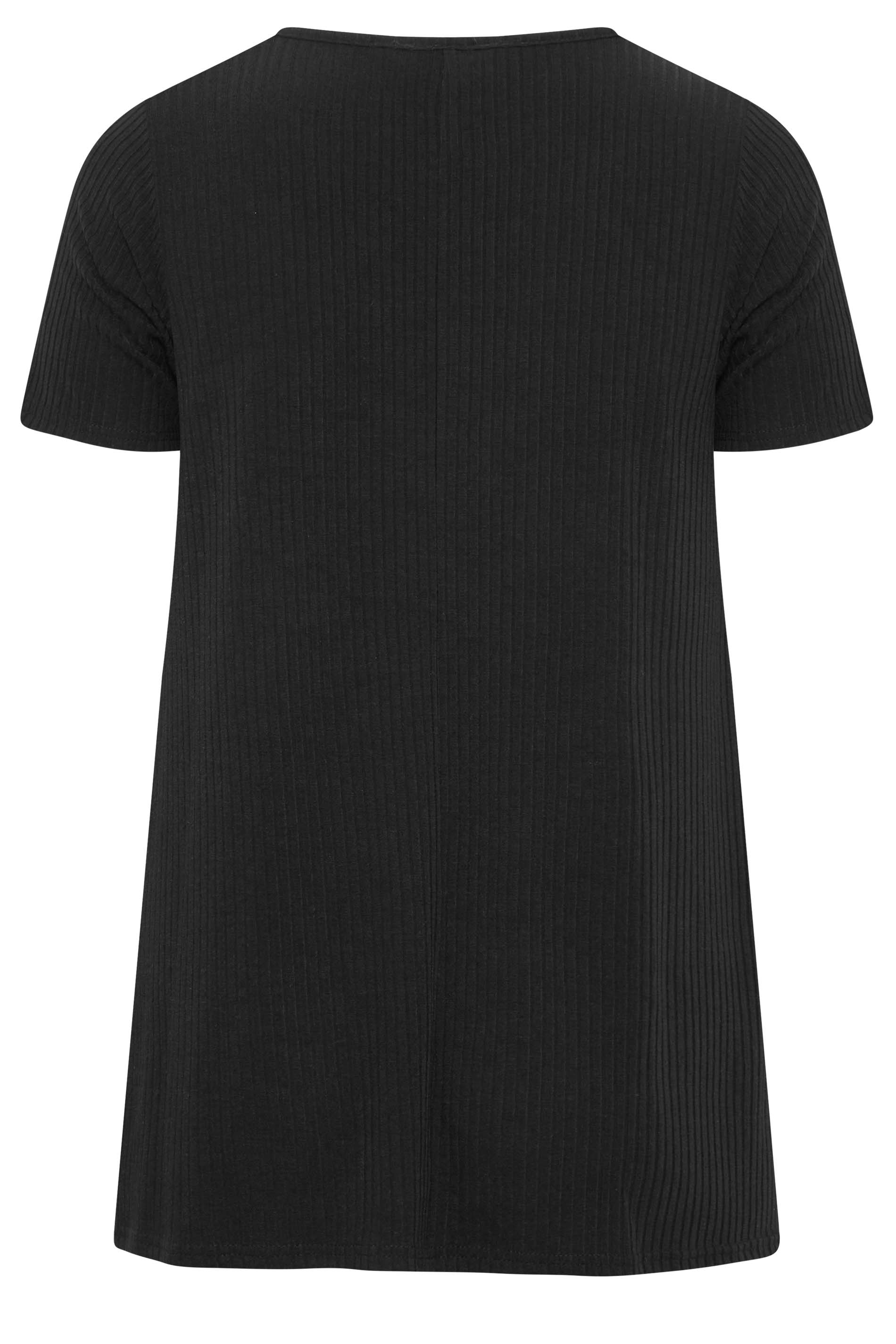 Plus Size Black Ribbed Swing Top | Yours Clothing 6