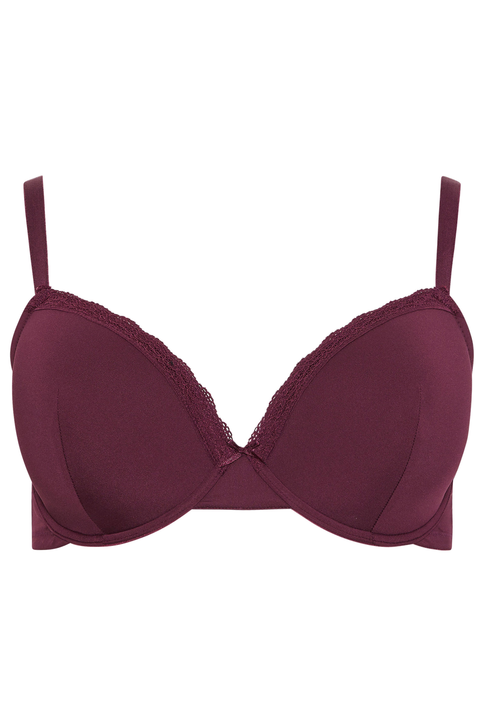 YOURSET 3 PACK Plus Size Red & Purple Lace Trim Padded Bras | Yours Clothing 10