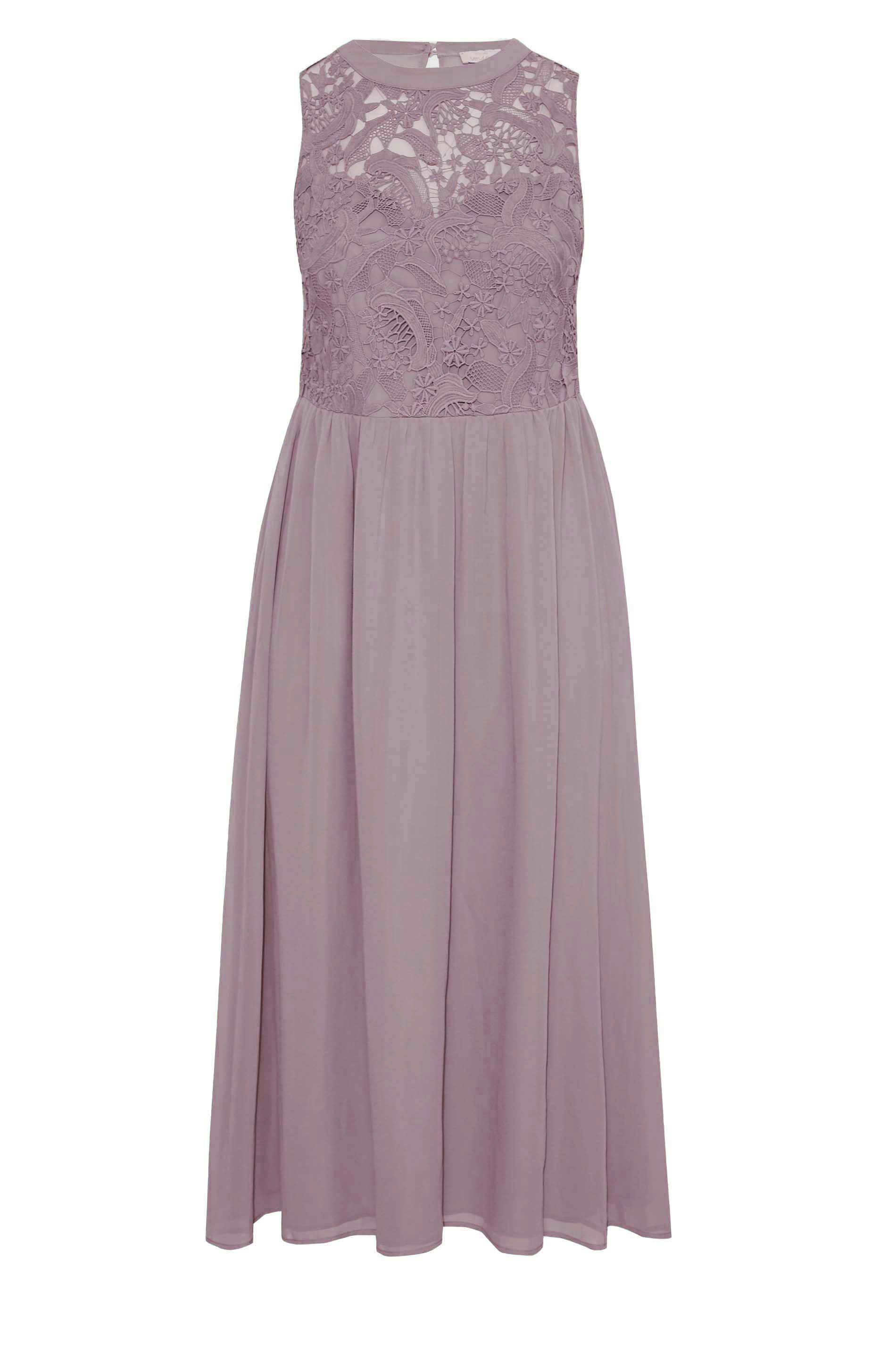Plus Size YOURS LONDON Curve Purple Lace Front Chiffon Maxi Dress | Yours Clothing  8