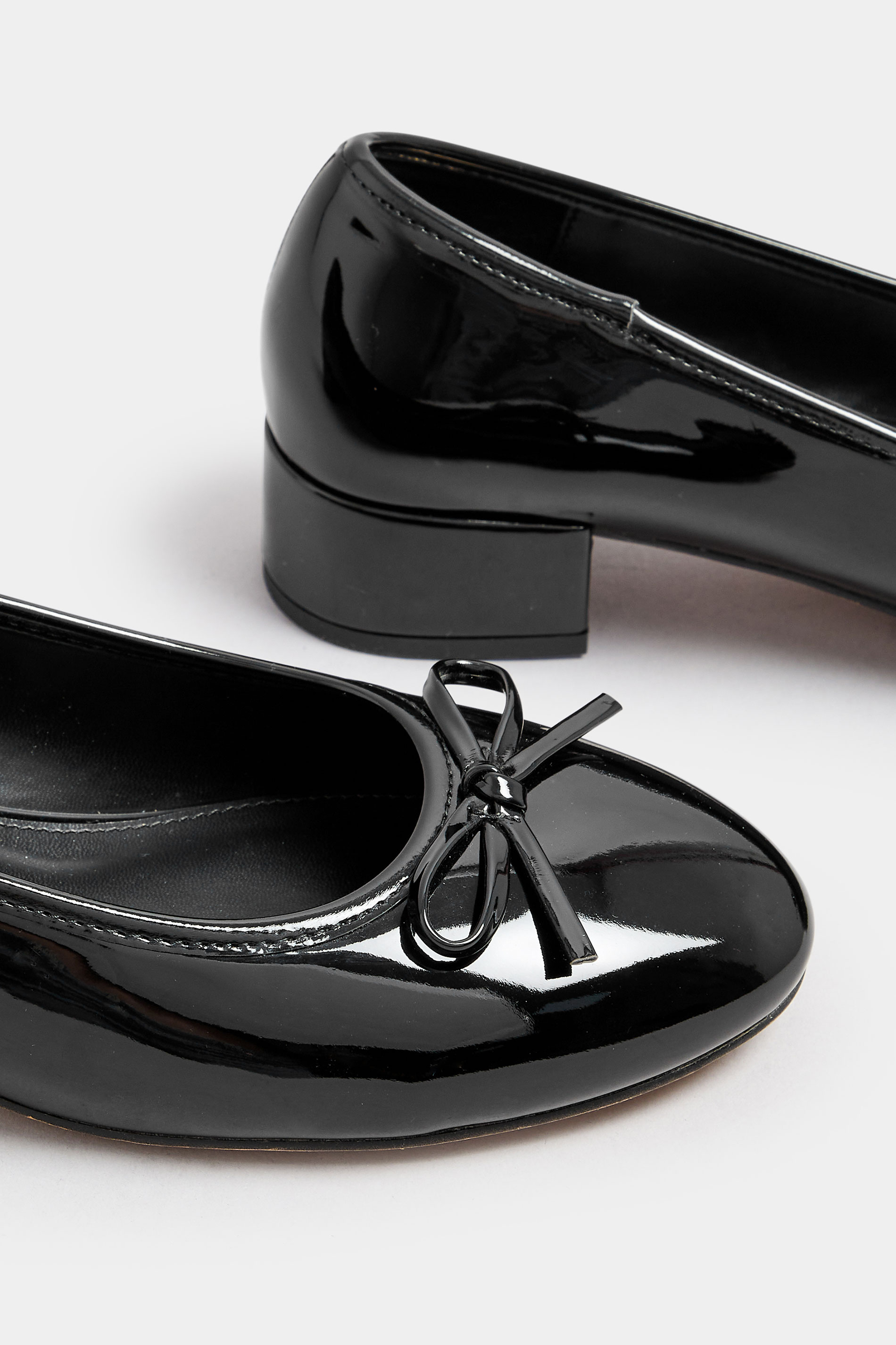 LTS Black Patent Heeled Ballet Pumps In Standard Fit | Long Tall Sally 5