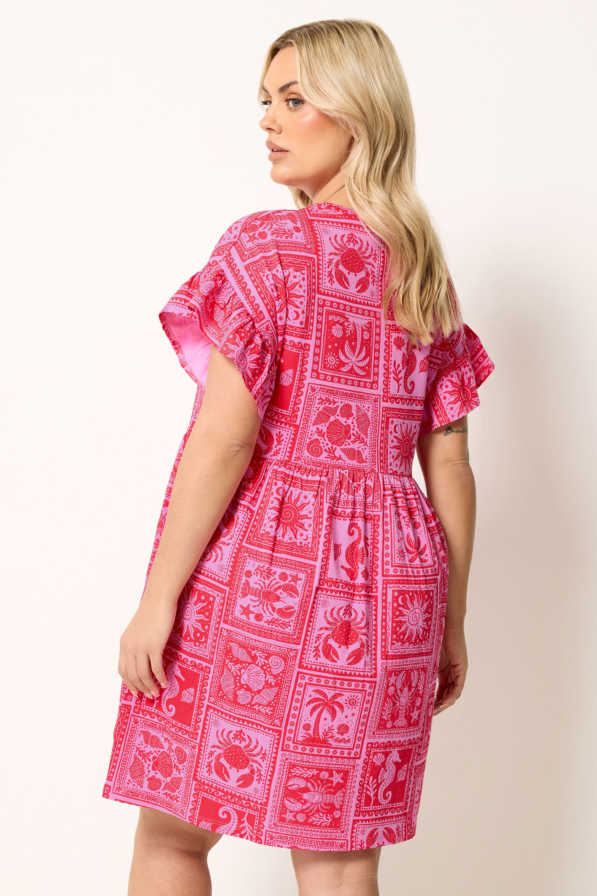 YOURS Plus Size Pink Mixed Shell Tunic Dress | Yours Clothing 2