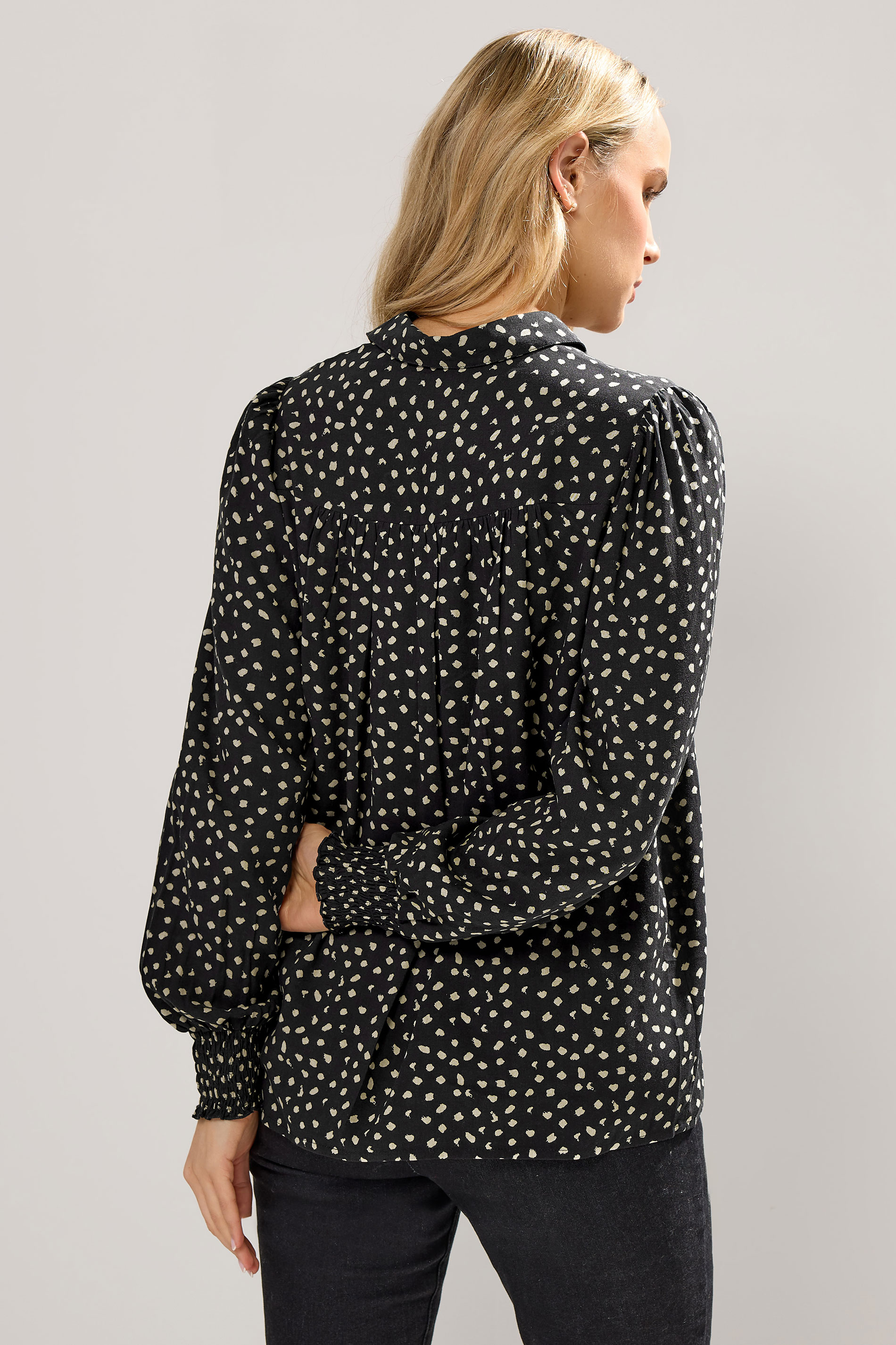 LTS Tall Black Spot Balloon Sleeve Shirt | Long Tall Sally 2