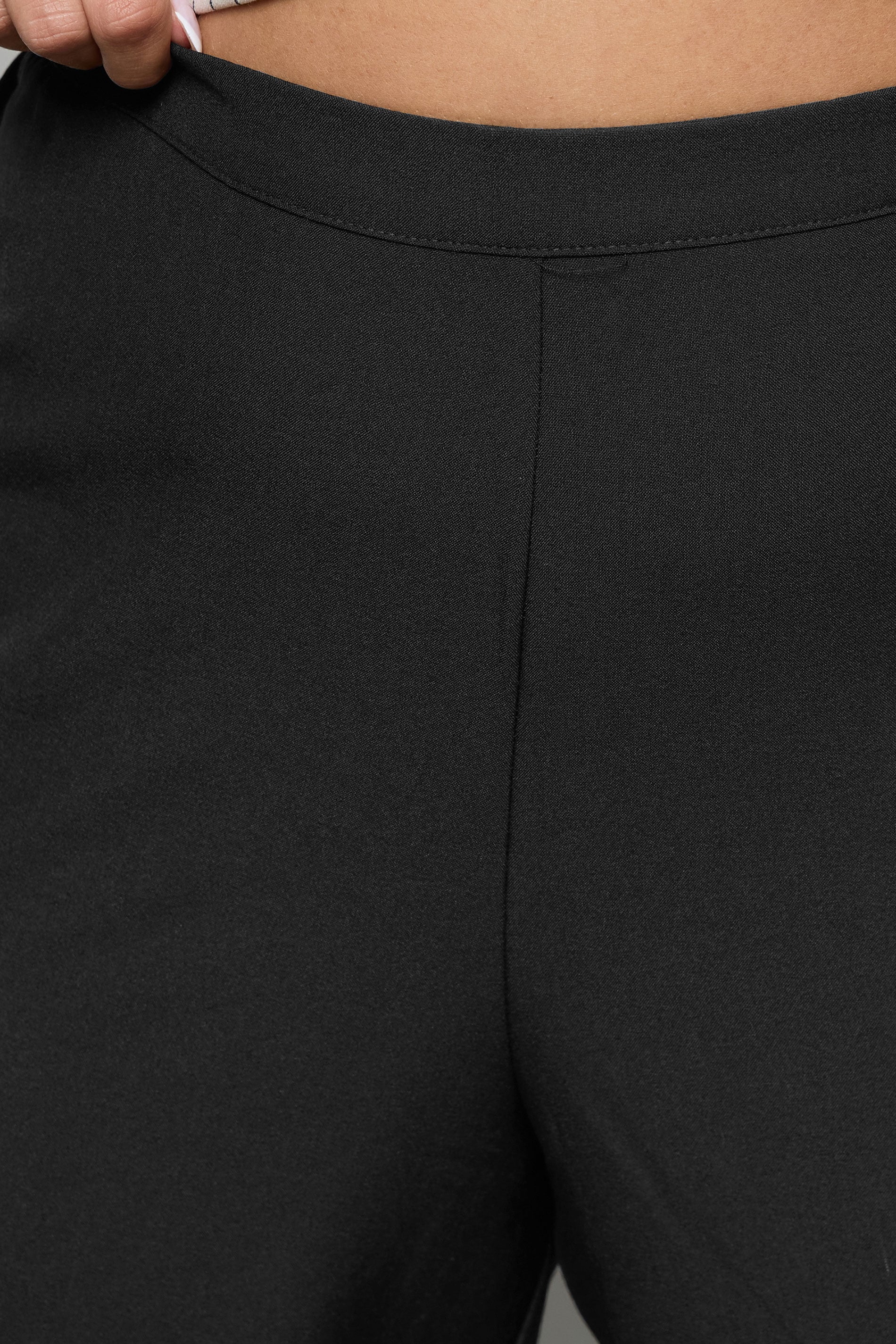 Plus Size Black Elasticated Stretch Straight Leg Trousers | Yours Clothing 4