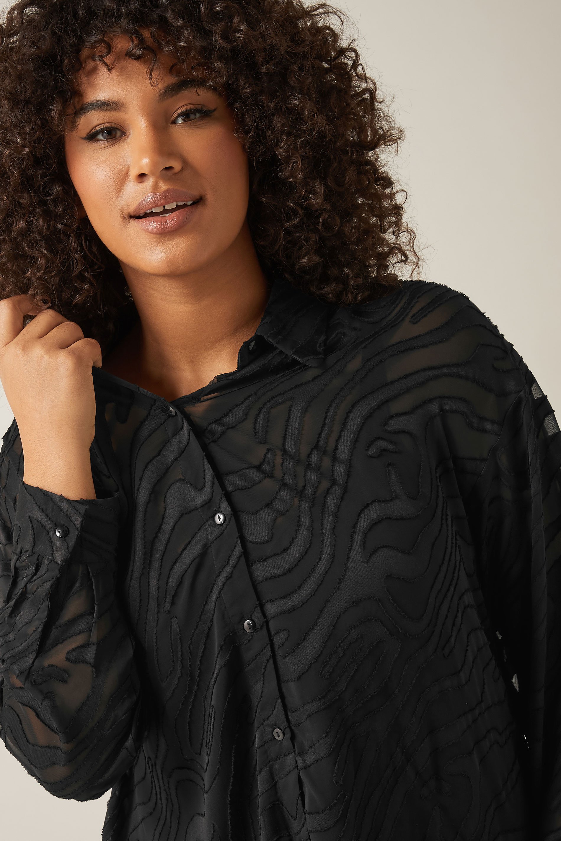 EVANS Plus Size Black Burnout Shirt | Evans 4