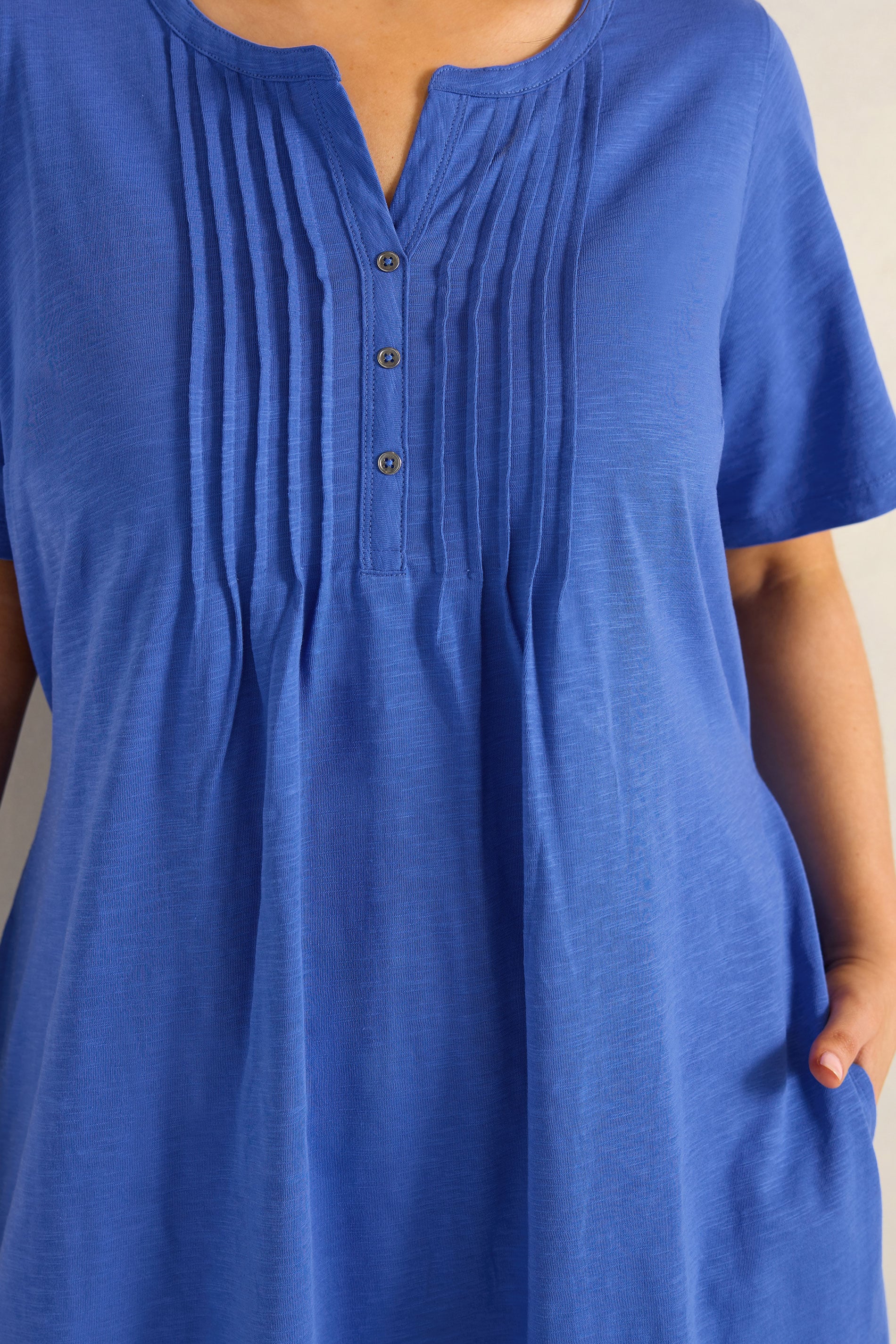 EVANS Plus Size Blue Henley Cotton Dress | Evans 4