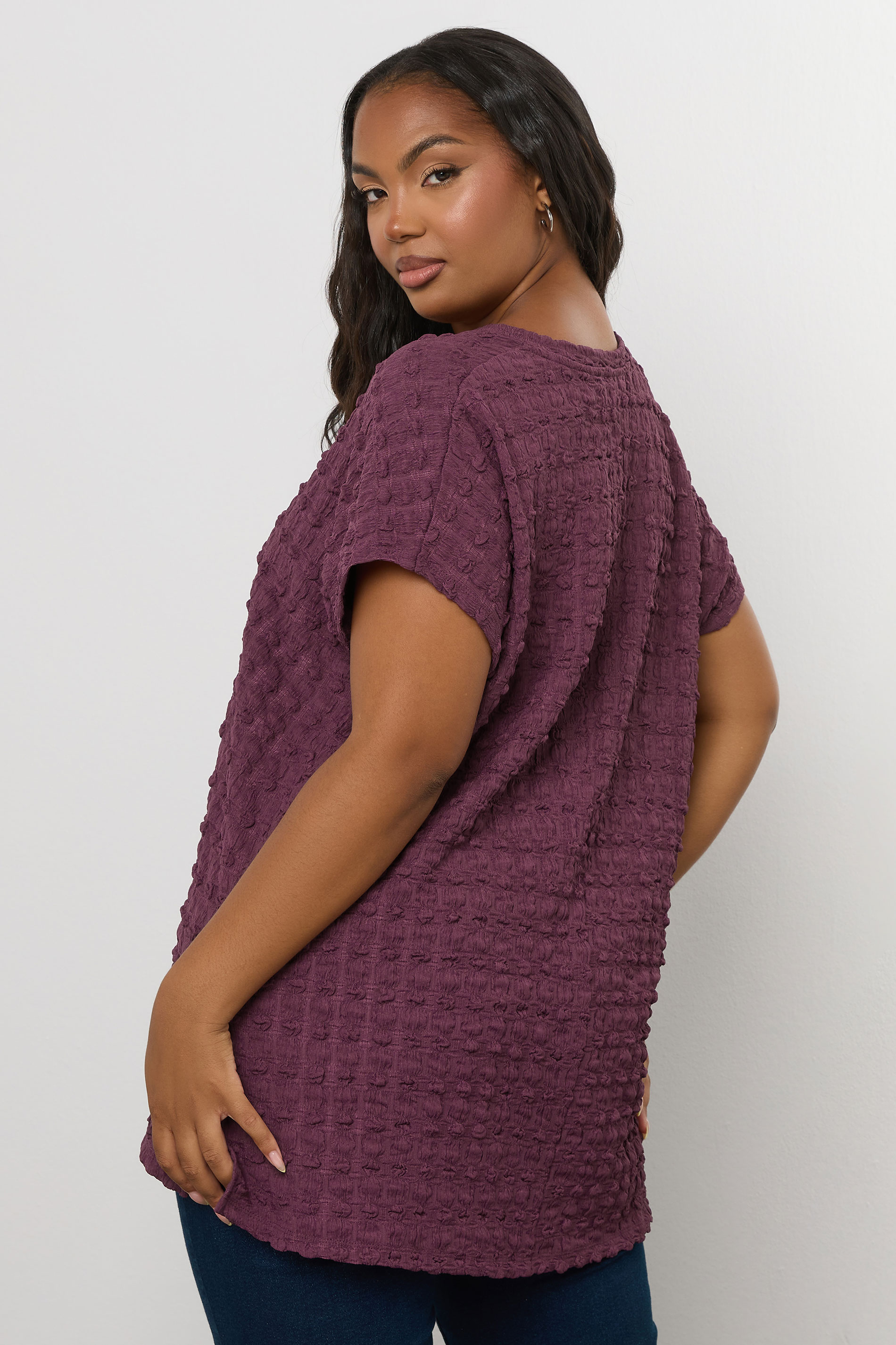 YOURS Plus Size Pink Bubble Textured T-Shirt | Yours Clothing 2