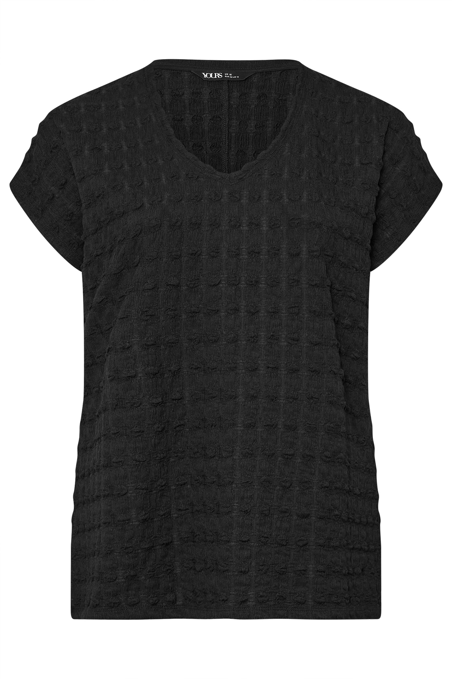 YOURS Plus Size Black Bubble Textured T-Shirt | Yours Clothing 5