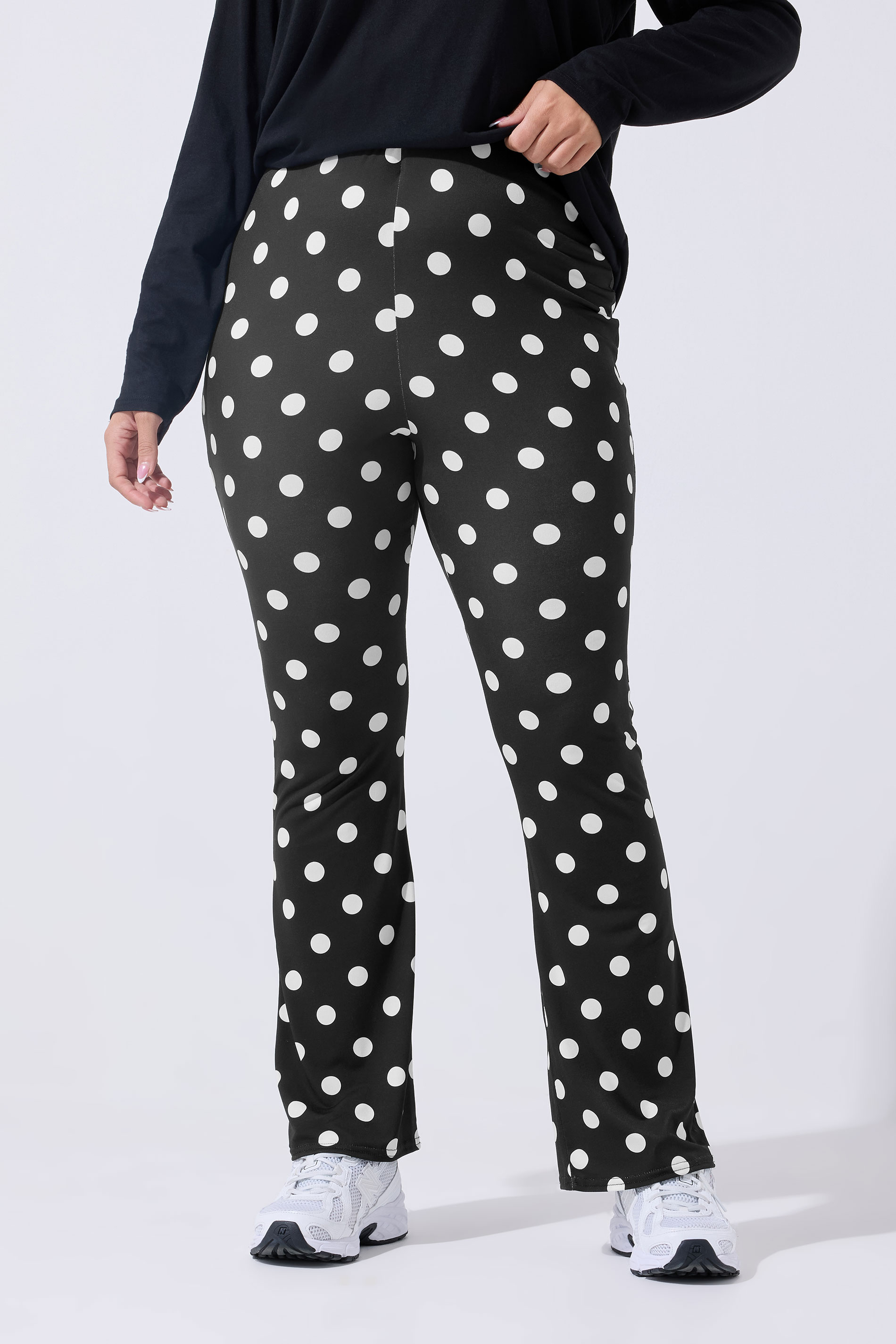 LIMITED COLLECTION Plus Size Black Polka Dot Flared Trousers | Yours Clothing 2