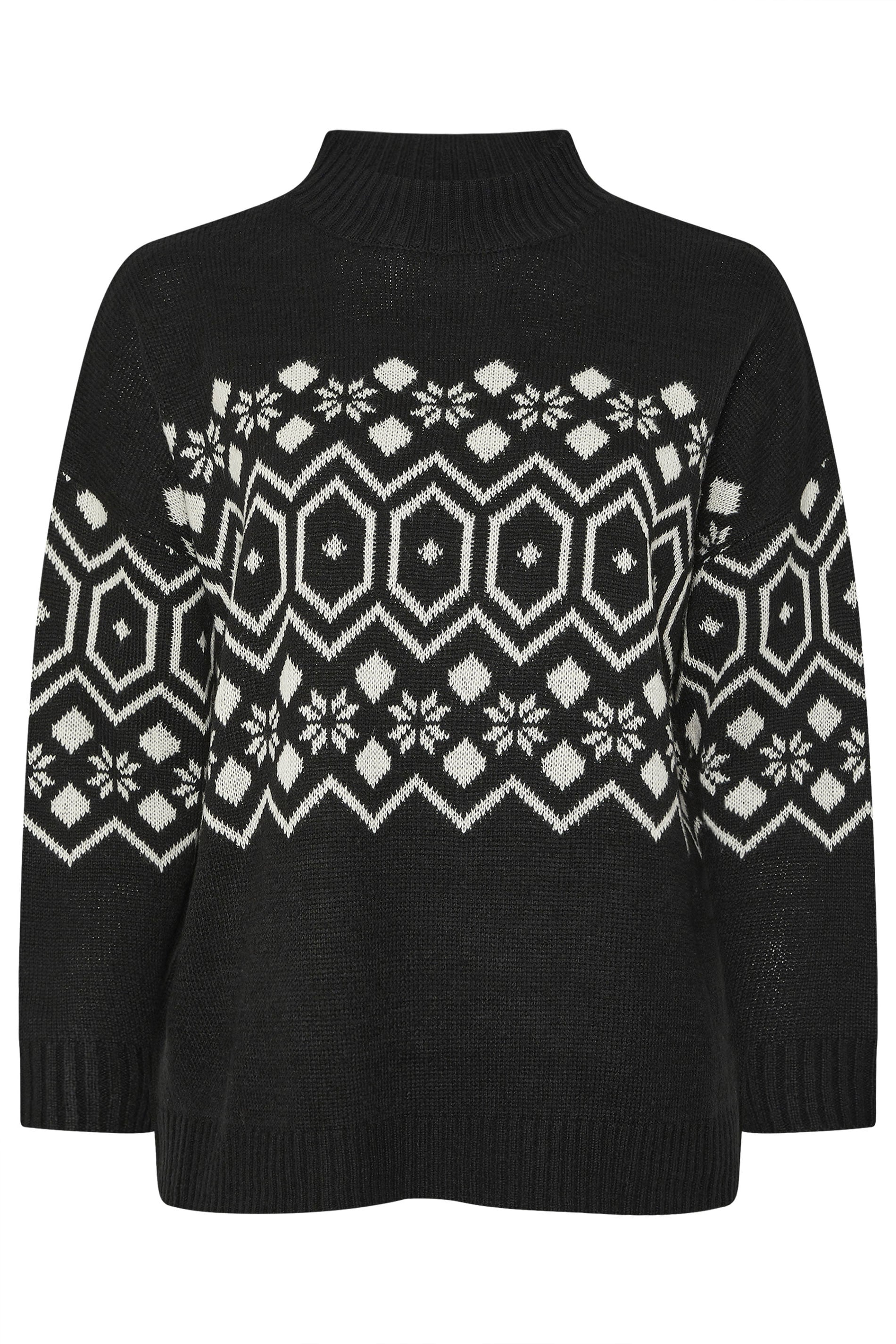 YOURS Plus Size Black Fairisle Knitted Jumper | Yours Clothing 6