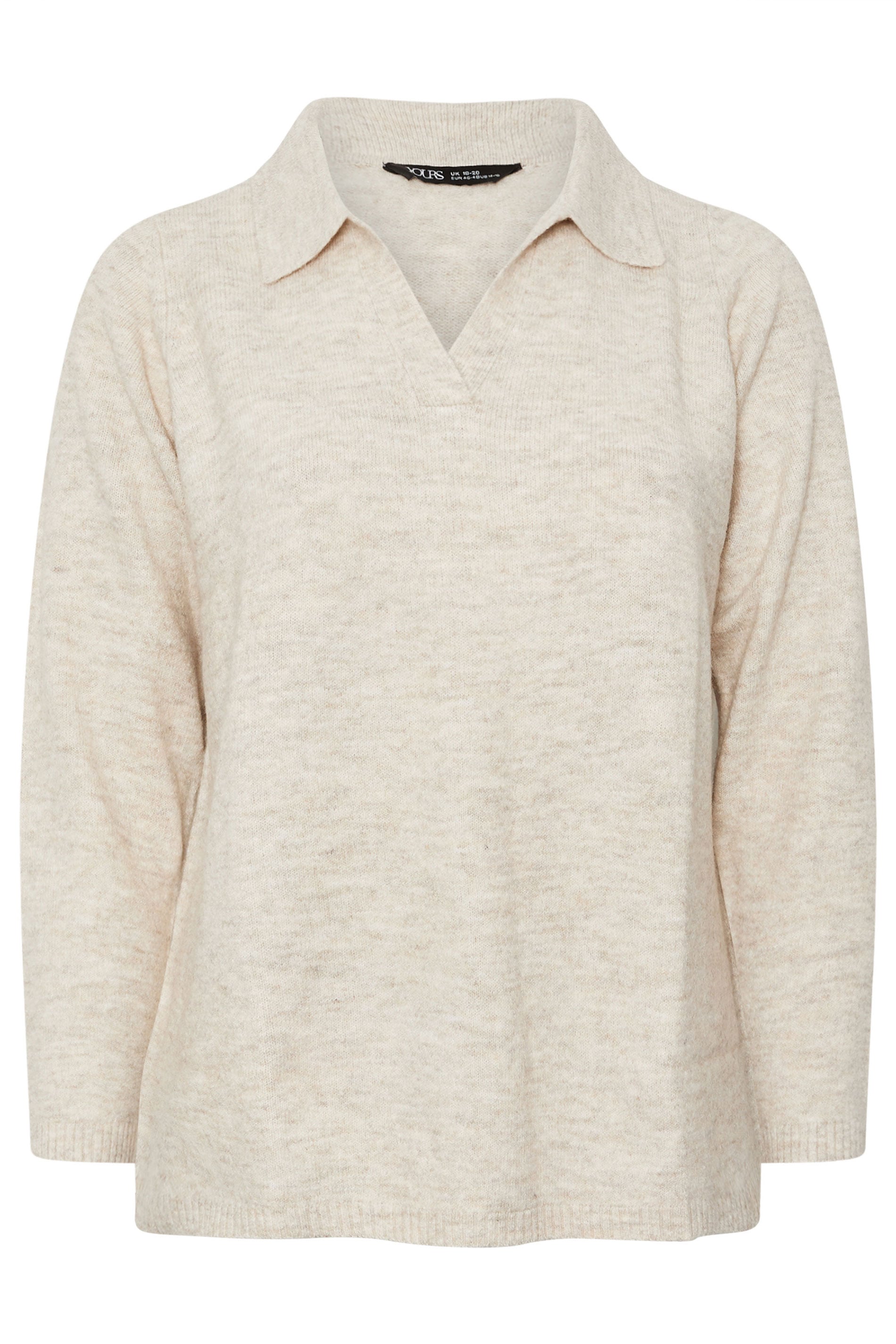 YOURS Plus Size Natural Brown Collared Knitted Jumper | Yours Clothing 7