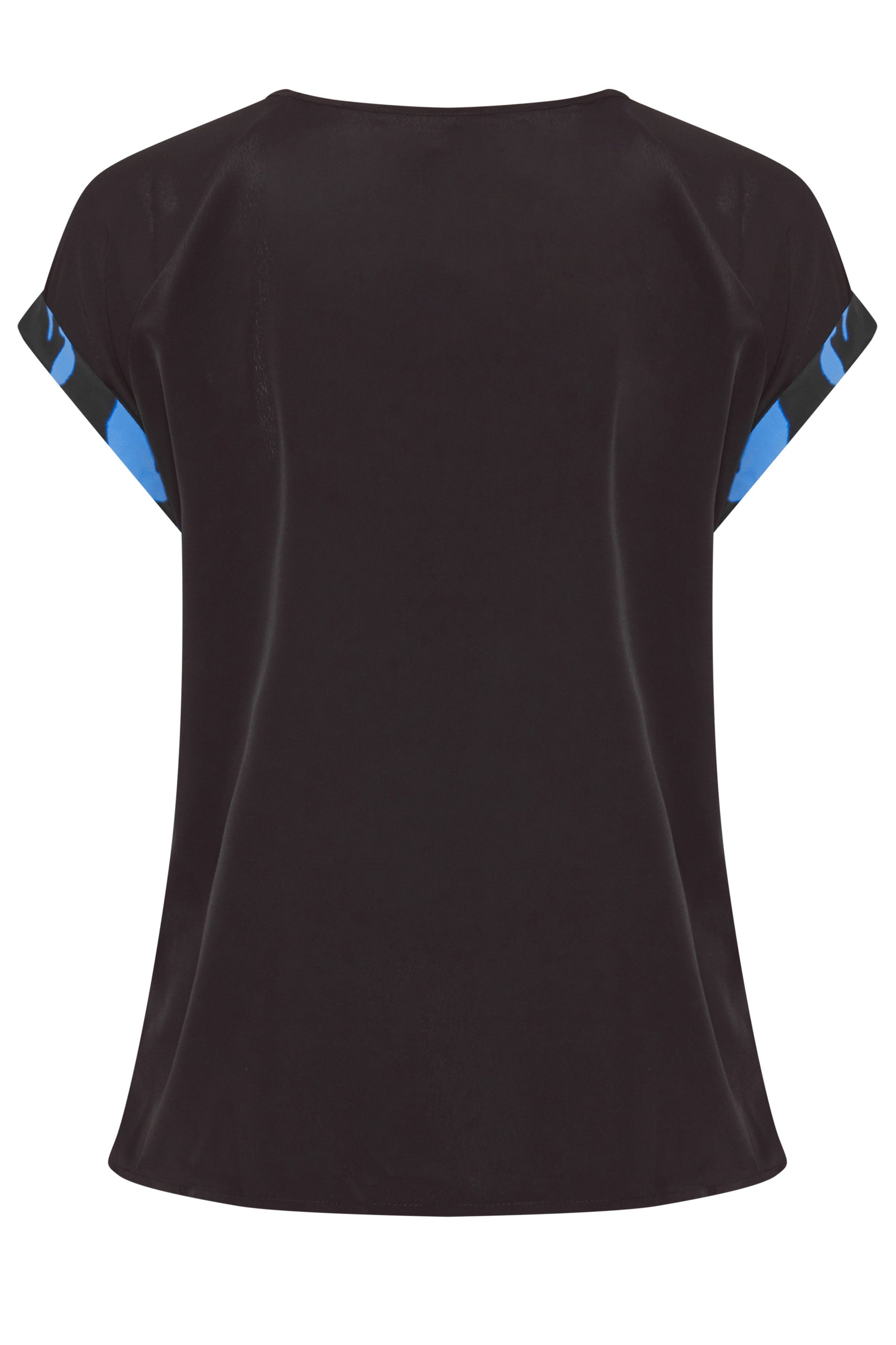 YOURS Plus Size Blue Abstract Contrast Sleeve Top | Yours Clothing 6