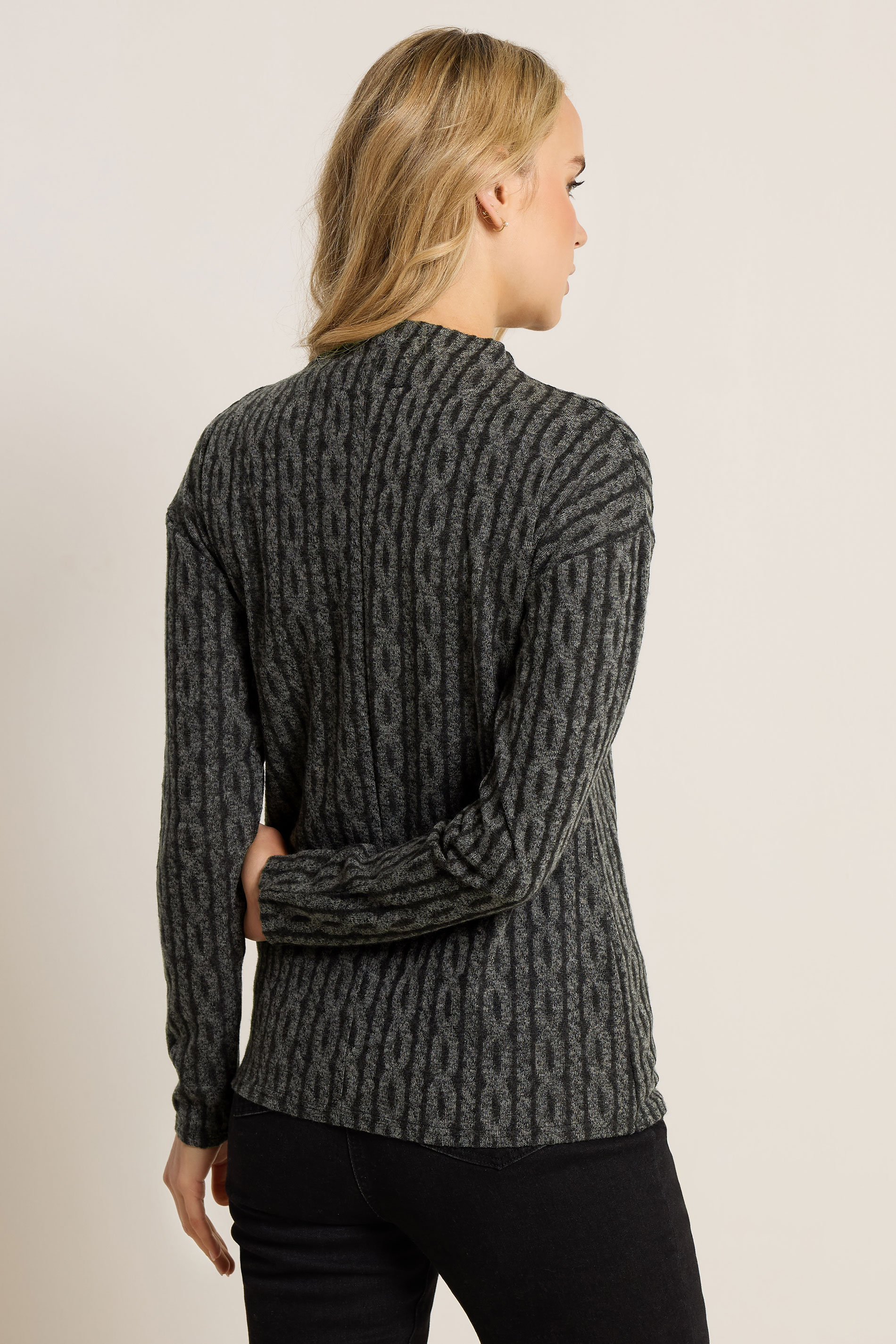 LTS Tall Charcoal Grey Knit Funnel Top | Long Tall Sally 2