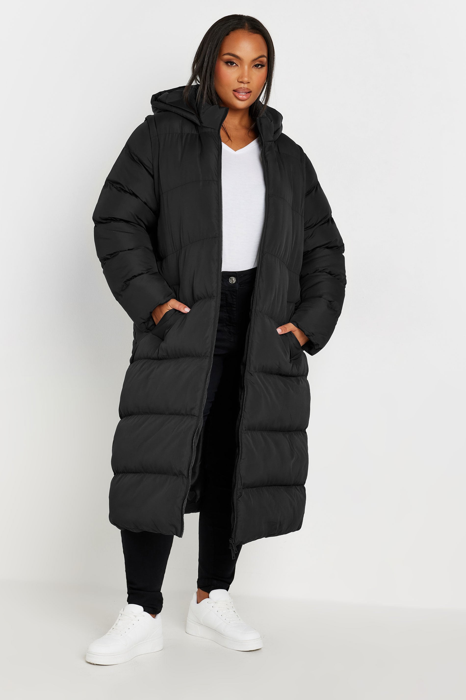 YOURS Plus Size Black Padded 2-in-1 Puffer Coat & Gilet | Yours Clothing 3