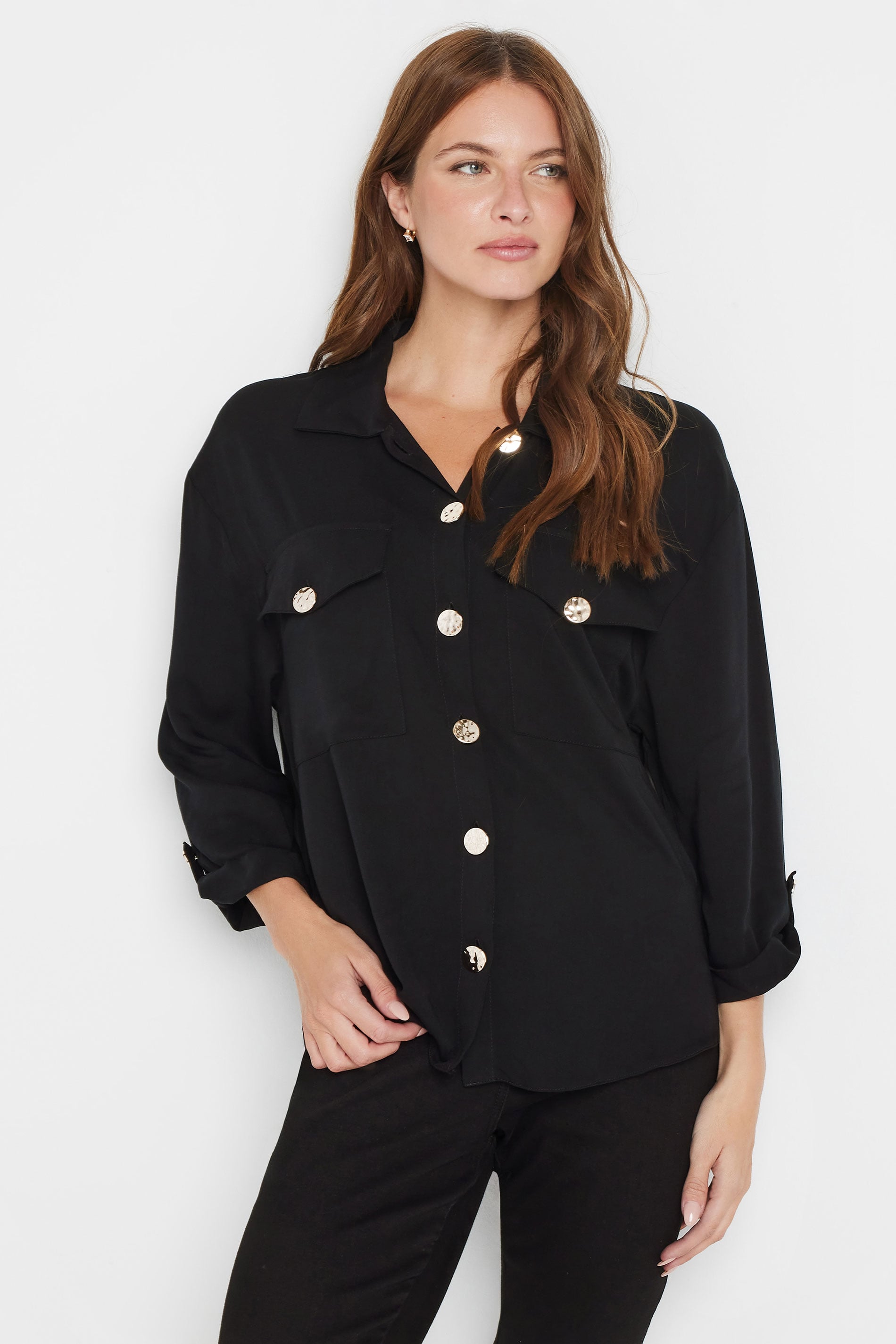 M&Co Black Statement Button Cotton Shirt | M&Co 3