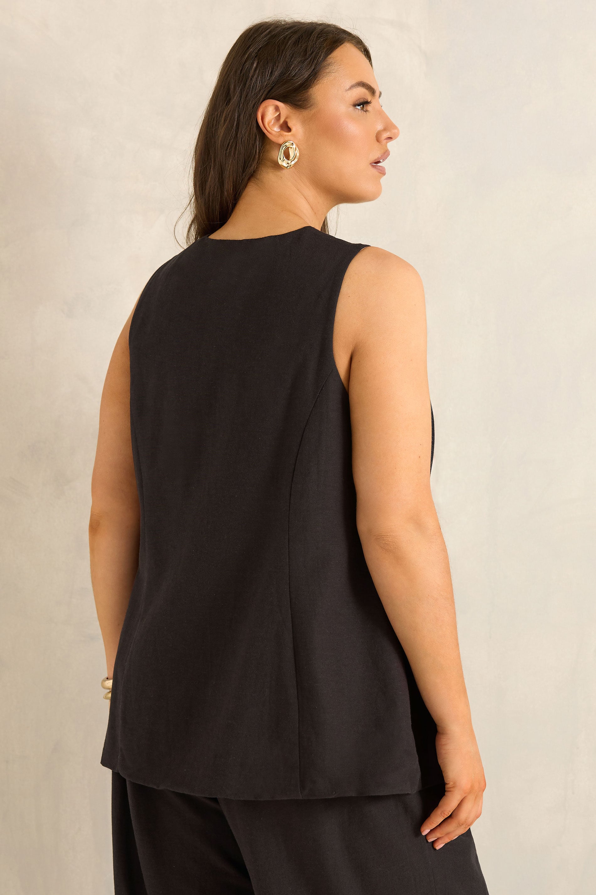 EVANS Plus Size Chocolate Brown Linen Waistcoat | Evans 4