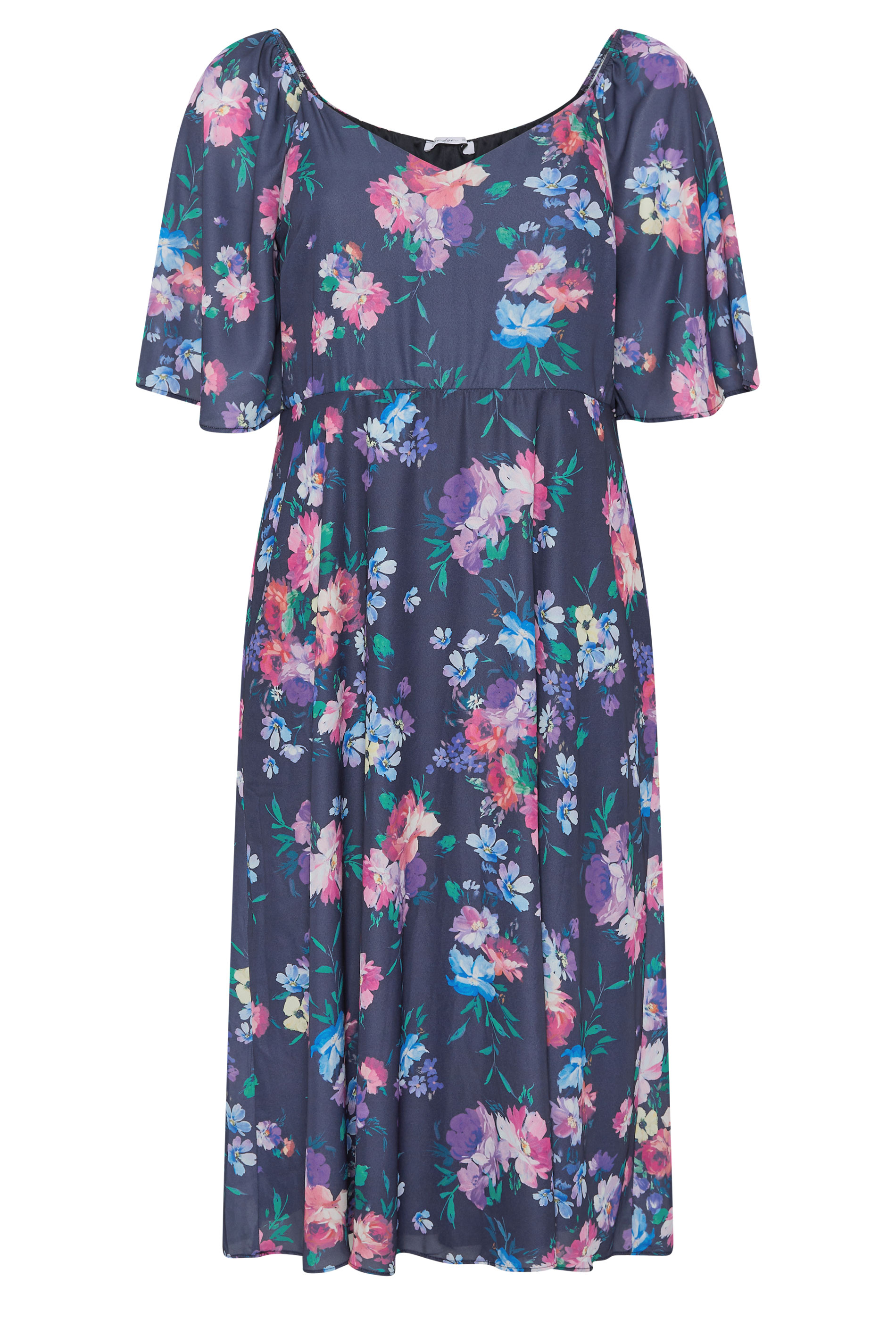 YOURS LONDON Plus Size Navy Blue Floral Midaxi Dress | Yours Clothing 5