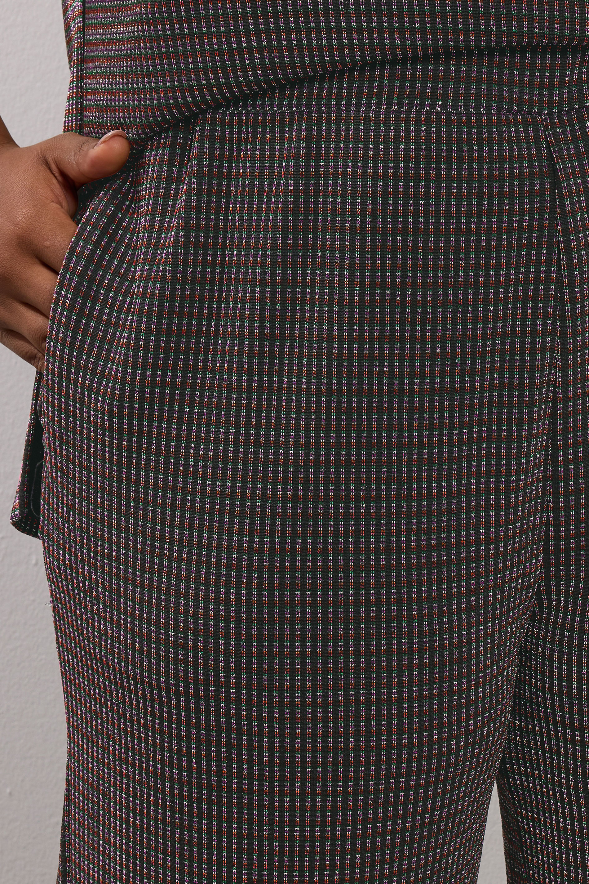 YOURS Plus Size Black Metallic Wide Leg Trousers | Yours Clothing 4