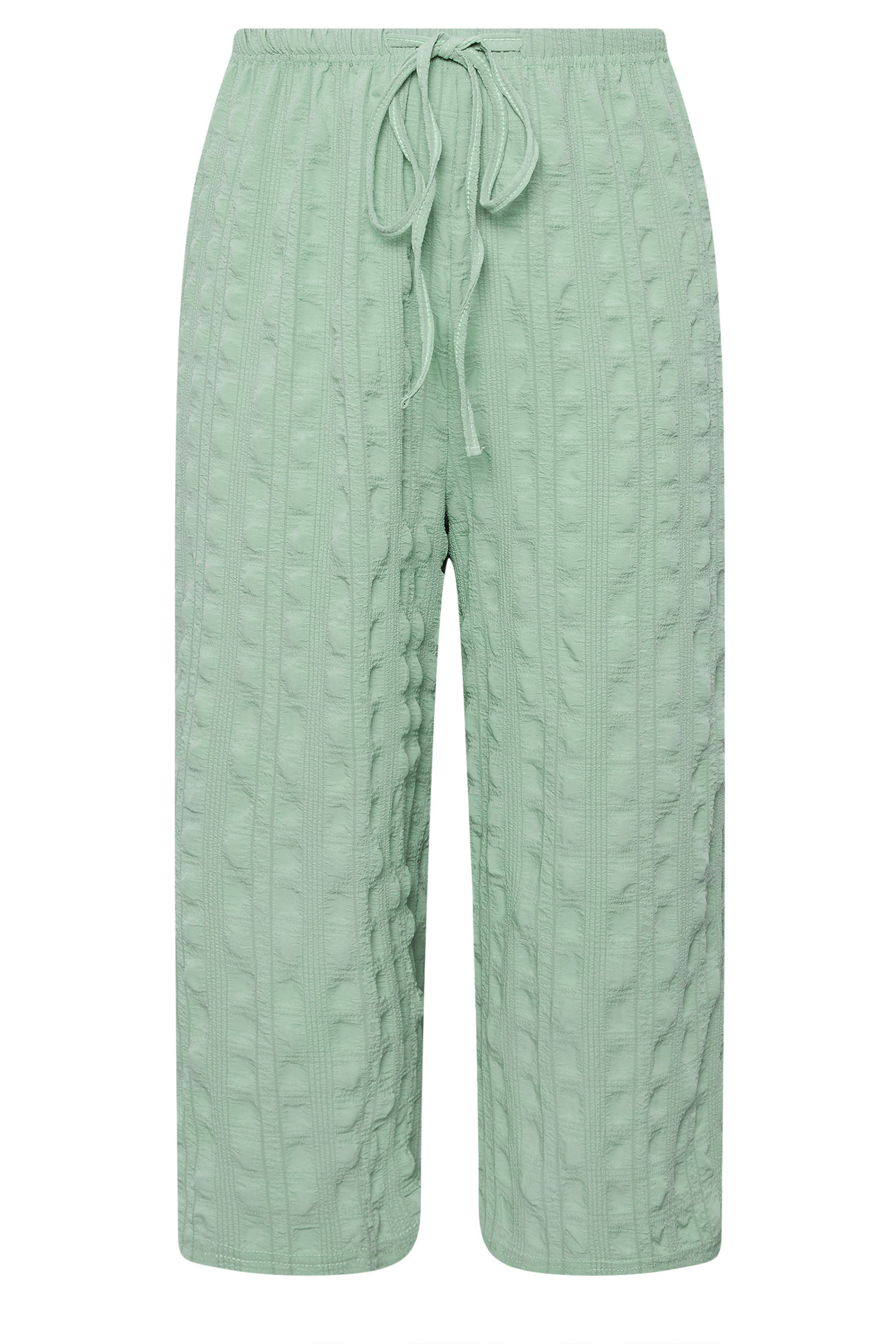 YOURS Plus Size Sage Green Textured Tie Waist Culottes | Yours Clothing 5