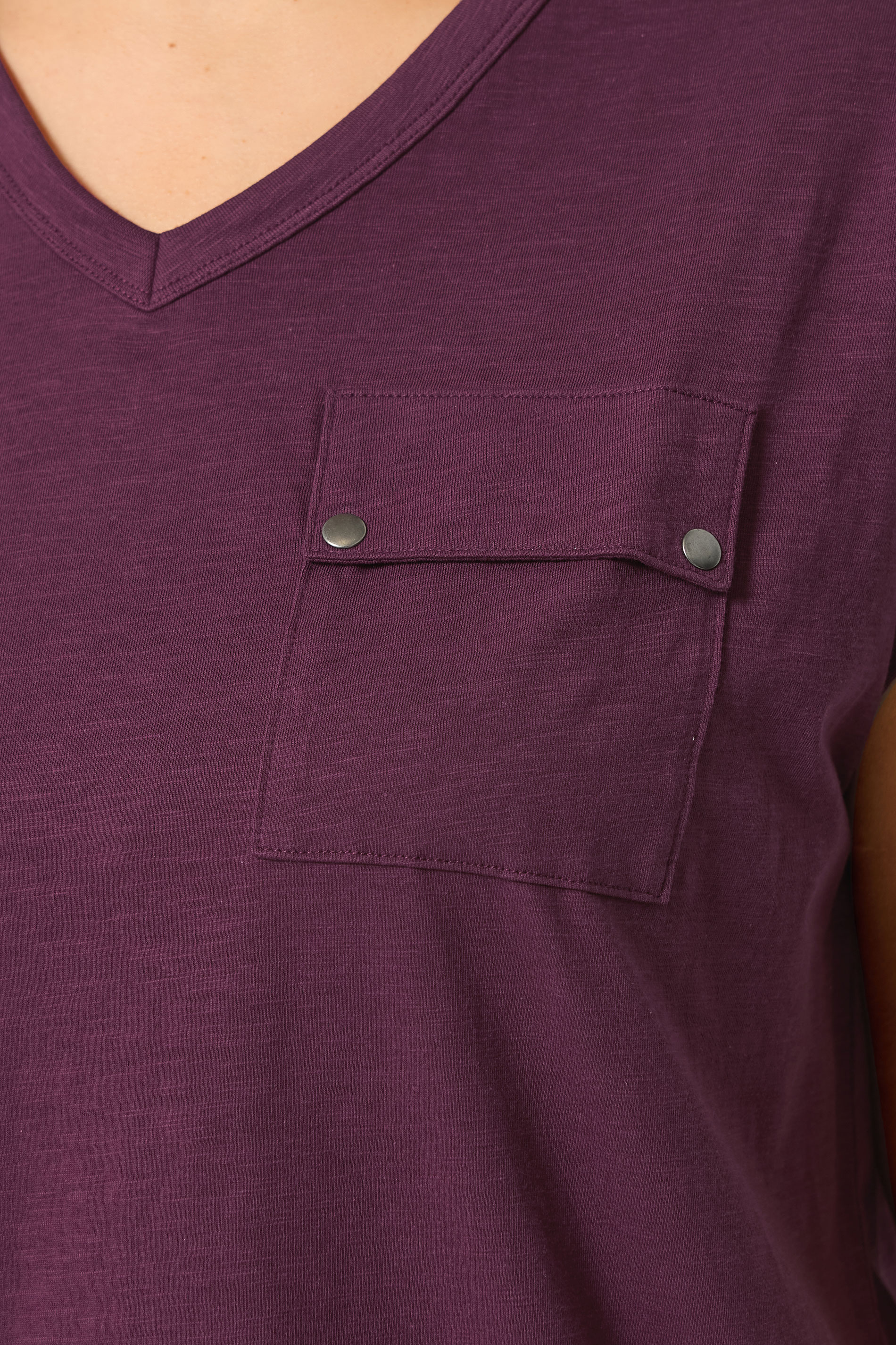 YOURS Plus Size Purple Stud Pocket T-Shirt | Yours Clothing 4