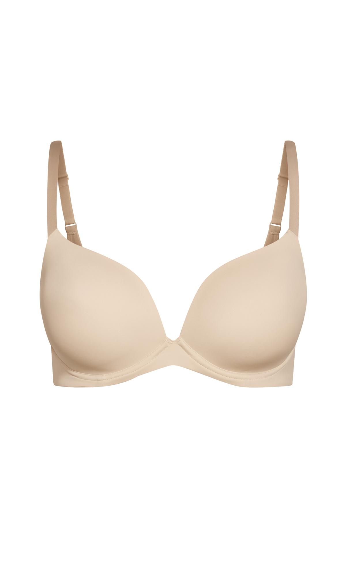 Smooth Plunge Beige Bra | Evans