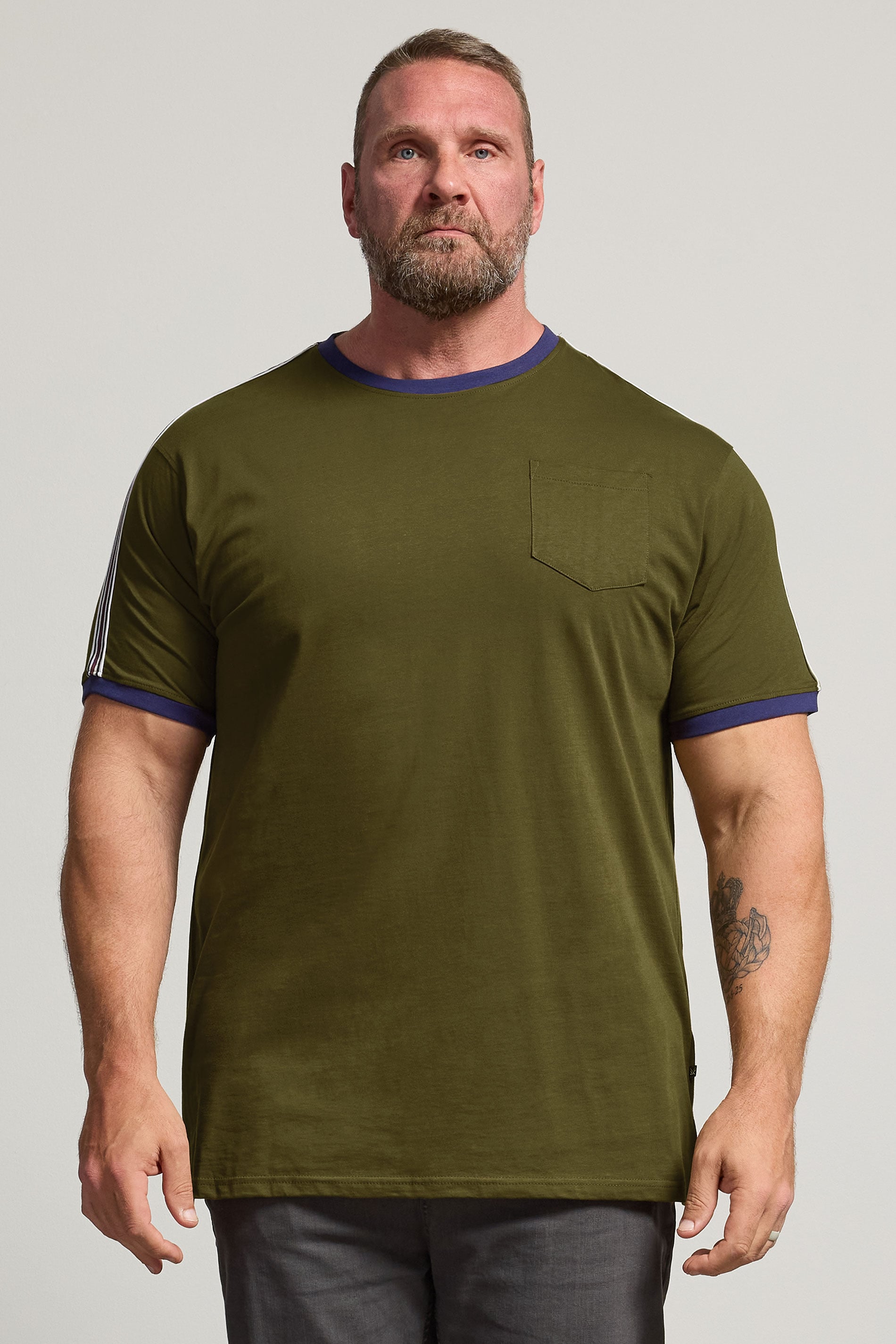 KAM Big & Tall Olive Green Ringer T-Shirt | BadRhino 3
