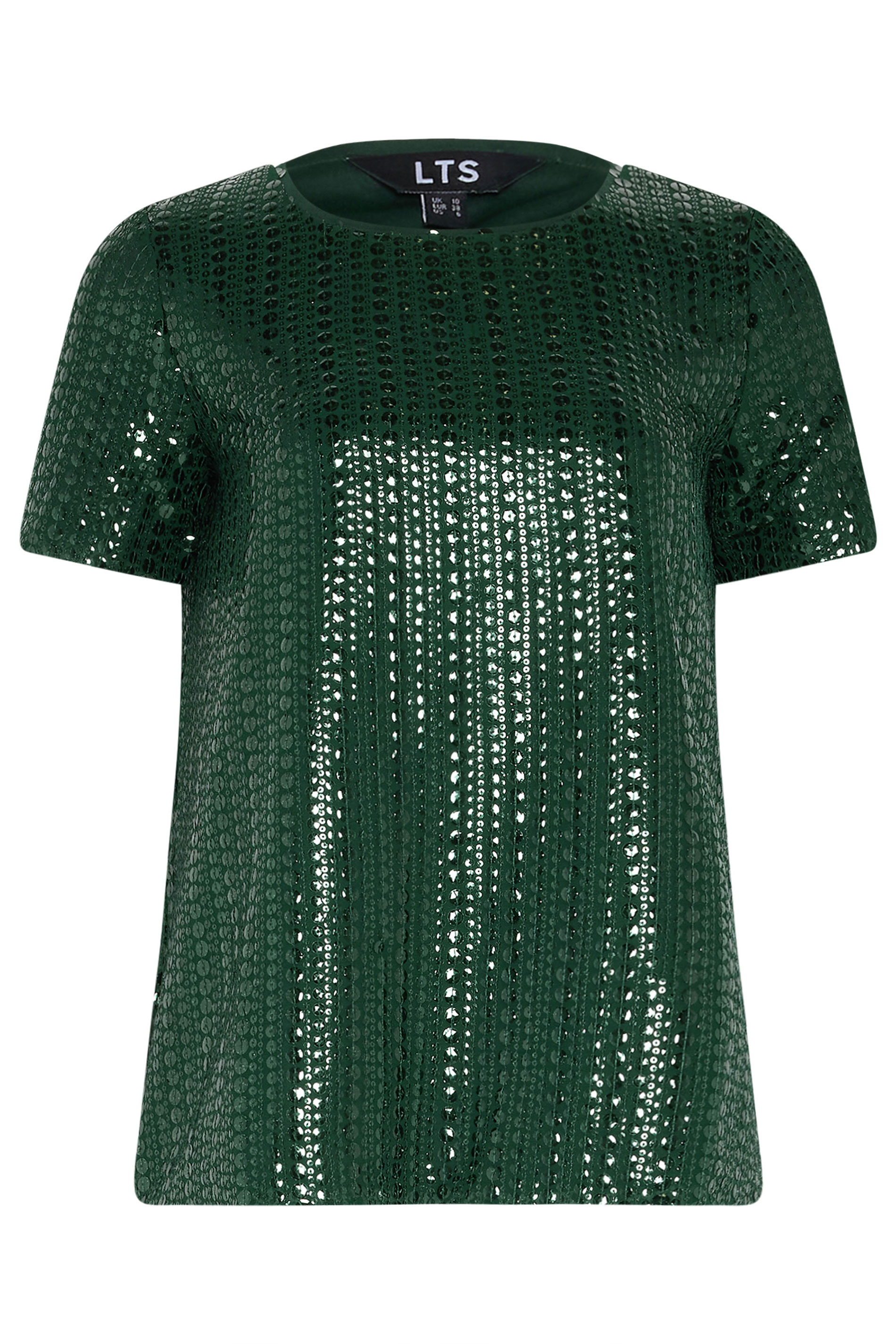 LTS Tall Green Crew Neck Sequin Top | Long Tall Sally 5