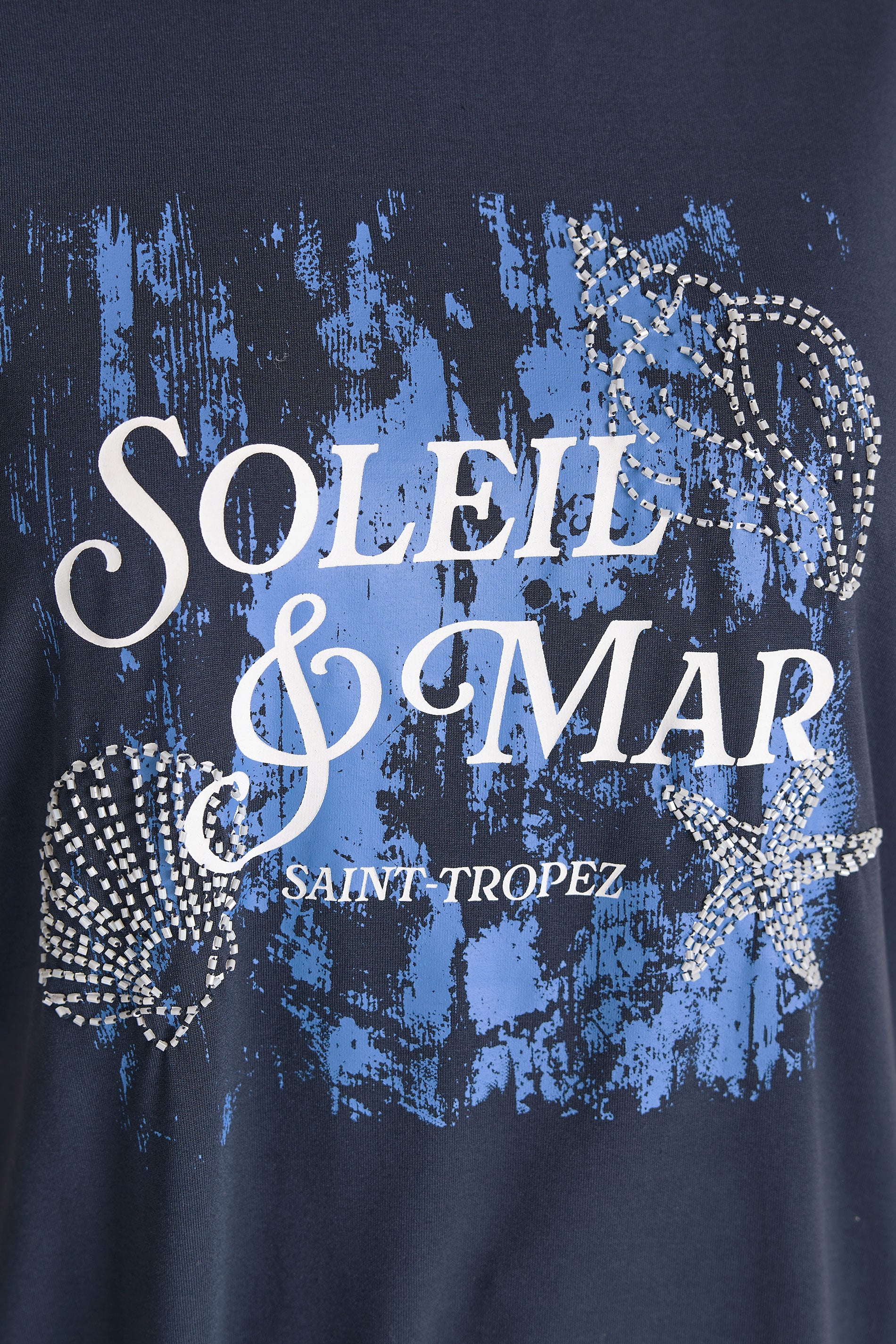 EVANS Plus Size Navy Blue 'Soleil & Mar' Slogan Print T-Shirt | Evans 5