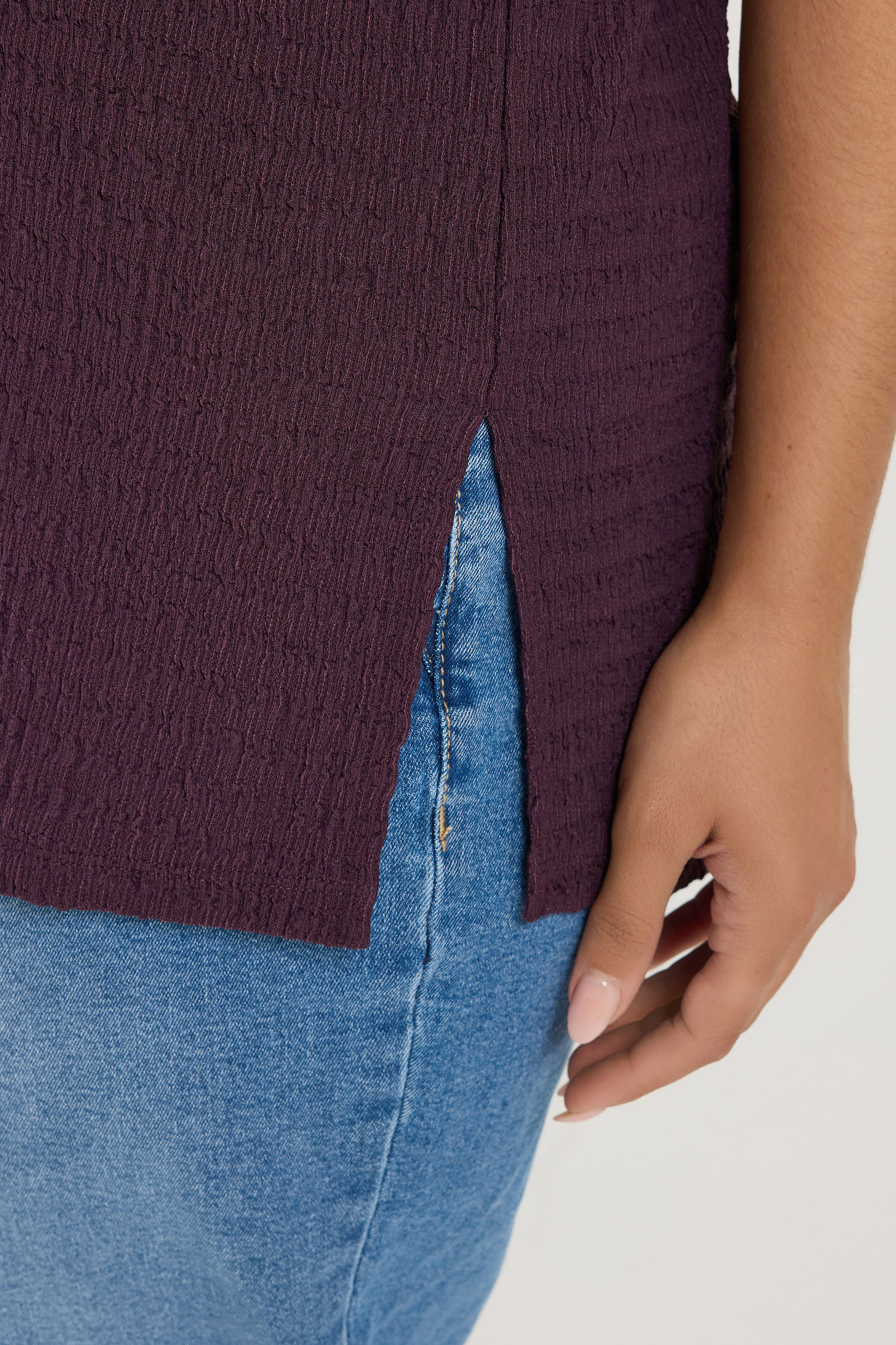 YOURS Plus Size Purple Textured T-Shirt | Yours Clothing 5