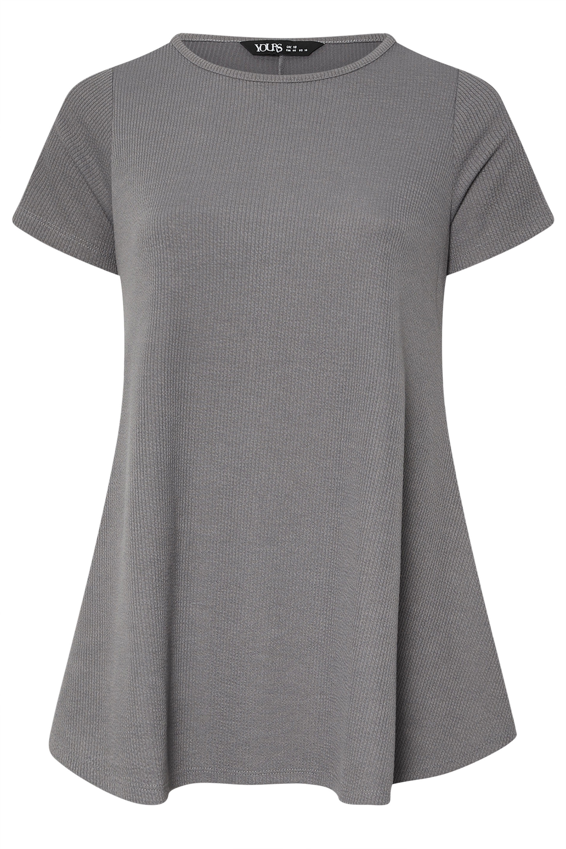 YOURS Plus Size Grey Ribbed Soft Touch T-Shirt | Yours Clothing 5